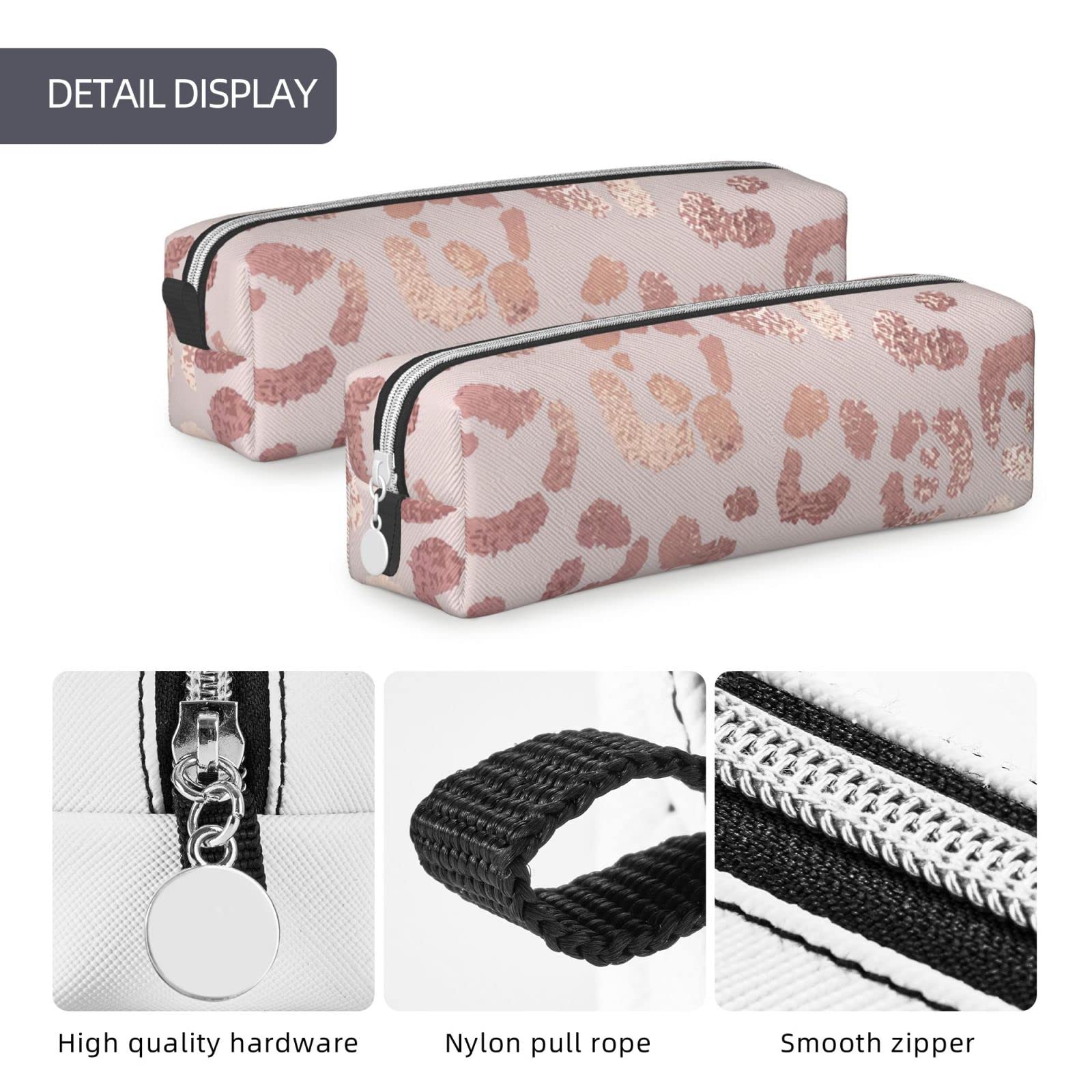 Premium Leather Pencil Case with Golden Leopard Print - Stylish Stationery Organizer for Pens, Makeup & Cosmetics | Perfect for School, Office, College & Travel Accessories