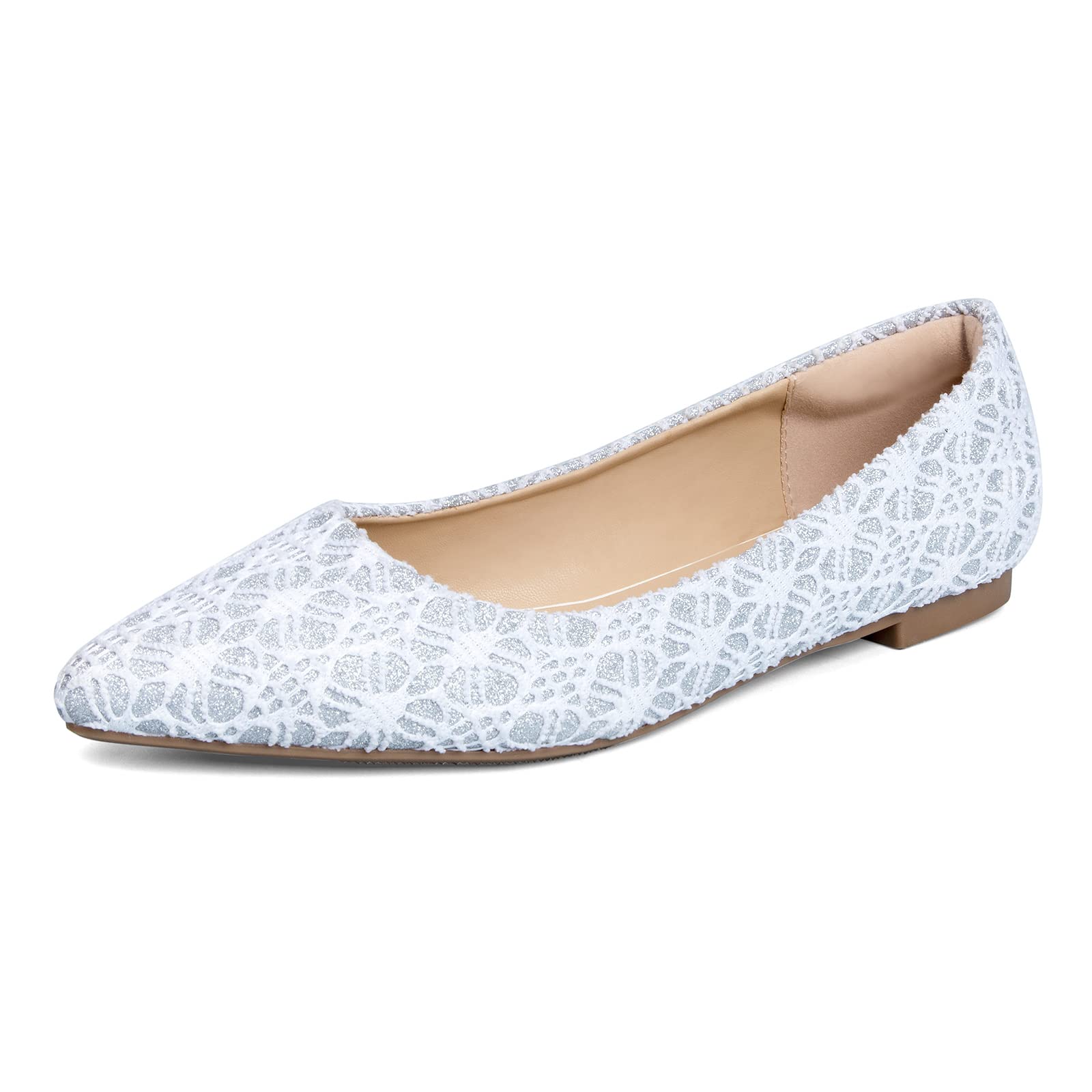 Mysoft Women's Pointed Toe Ballet Flats - Slip On Dress Shoes with Comfort Heel Support for Work, Office & Special Occasions
