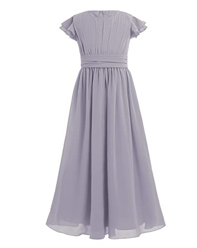 Elegant Manyakai Girls Flutter Sleeve Ruffle Chiffon Flower Girl Dress - Perfect for Weddings, Bridesmaid, and Special Occasions | Comfortable & Stylish Party Dress for Kids