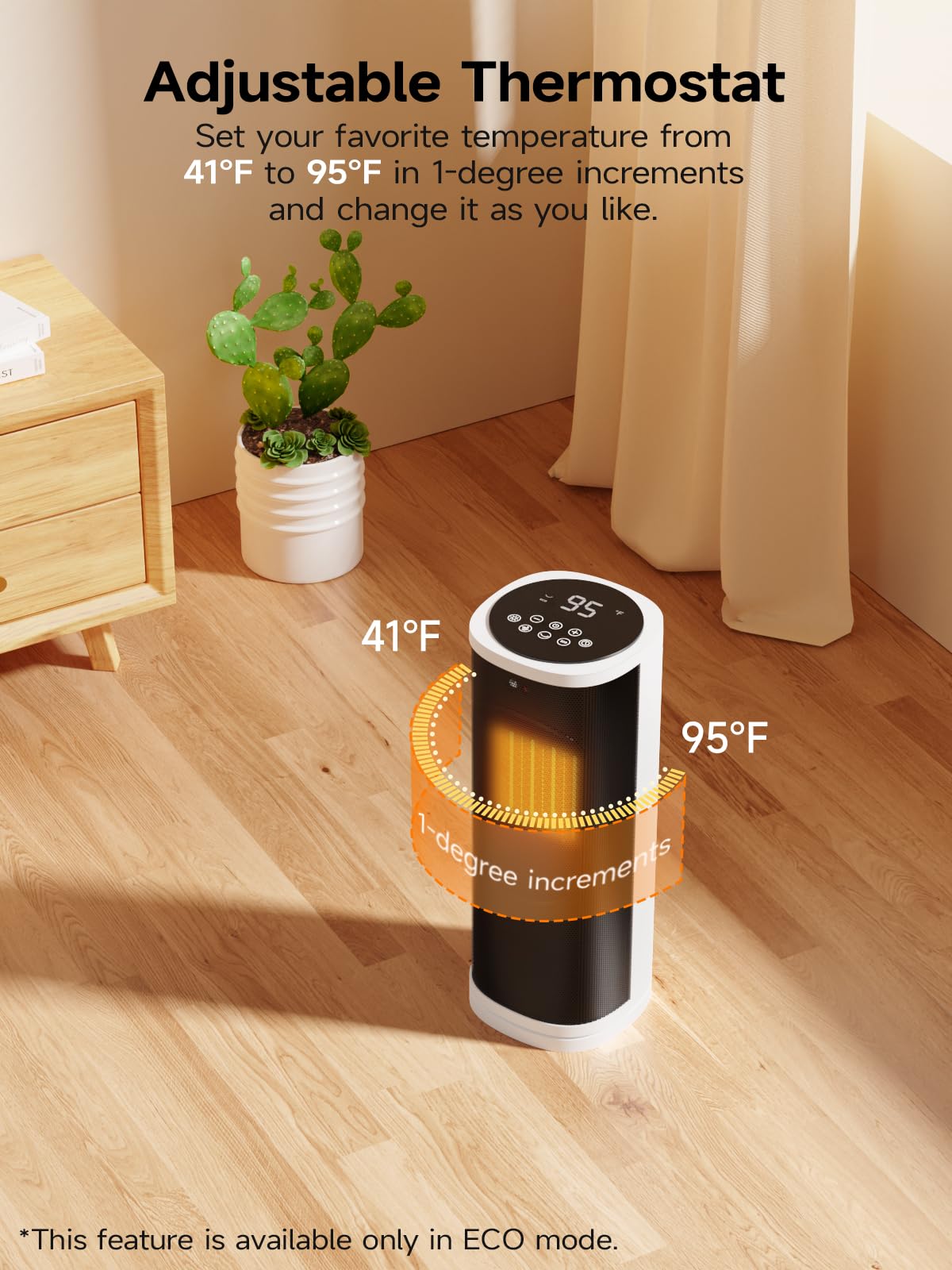 1500W Portable Ceramic Space Heater with Thermostat & Remote - 60° Oscillation, 12H Timer, Fast Heating for Bedroom, Home Office | Indoor Electric Heater for Winter Warmth & Energy Efficiency
