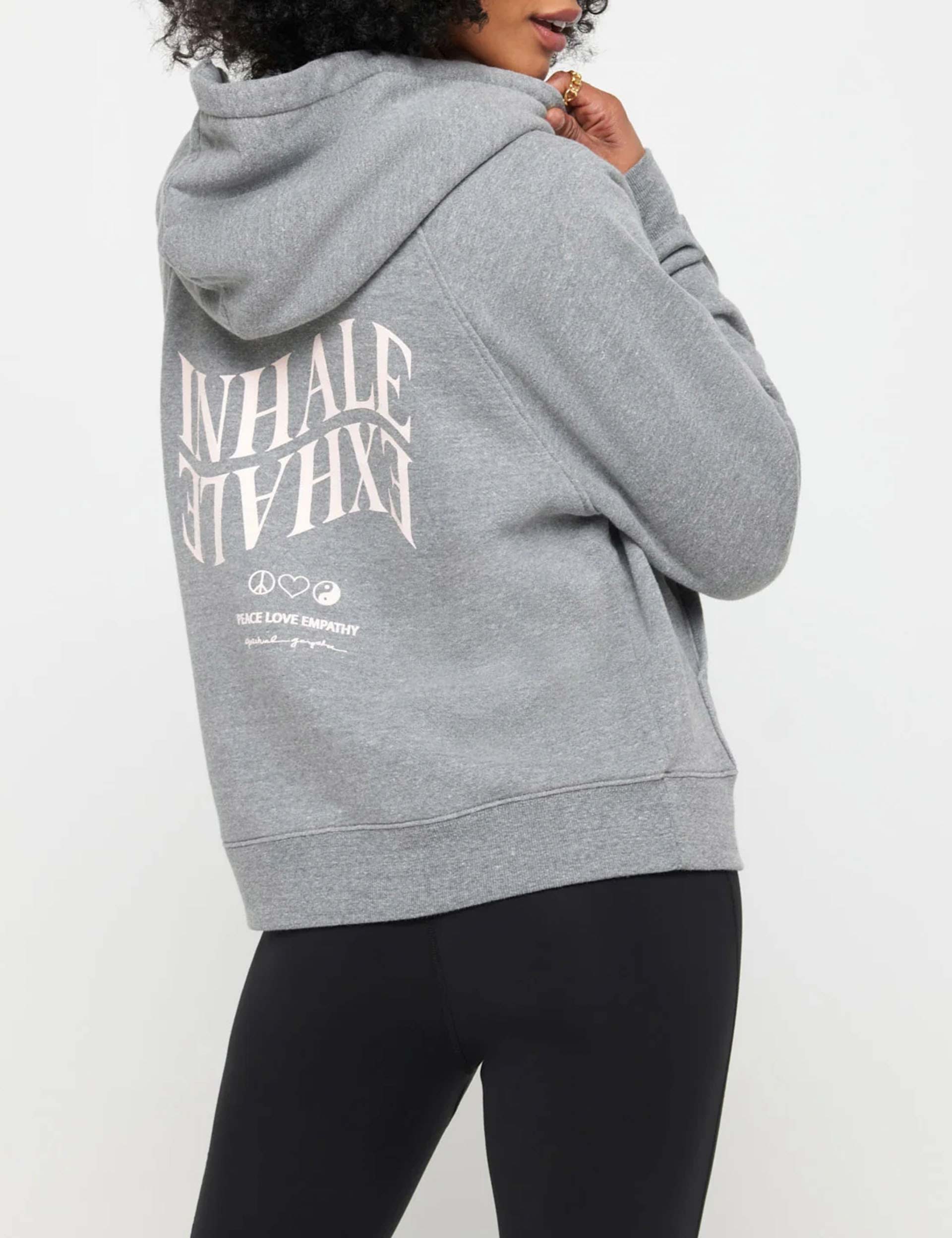 Inhale Exhale Everyday Zip Hoodie - Heather Grey | Comfortable Casual Wear for Yoga, Gym & Street Style