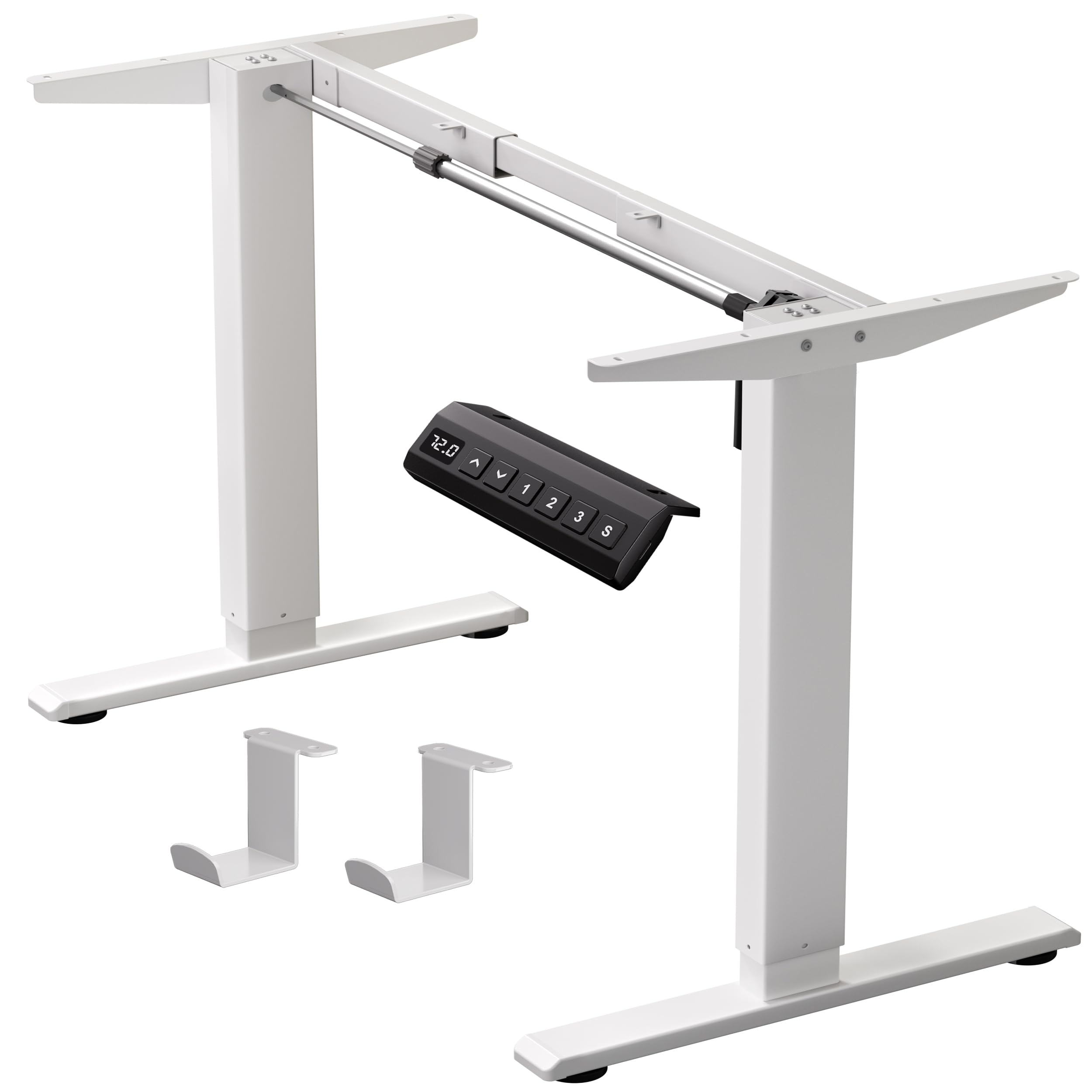 Electric Height Adjustable Standing Desk Frame (37-77.5 Inch) - 176 lbs Capacity Motorized Workstation Legs with Memory Presets - White Frame Only for Home Office & Workspace Ergonomics
