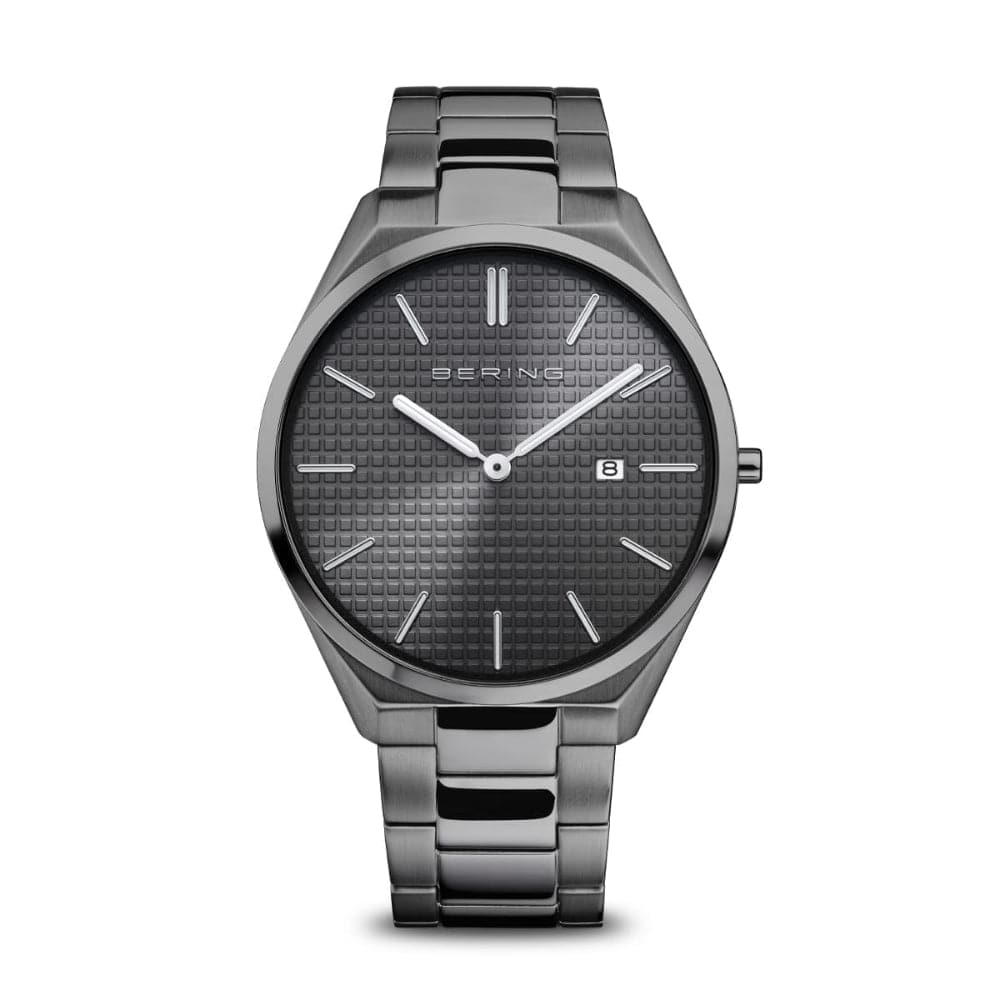 Bering Ultra Slim Black Dial Stainless Steel Strap Men's Watch 17240-777 | Luxury Minimalist Dress Watch for Business & Formal Occasions