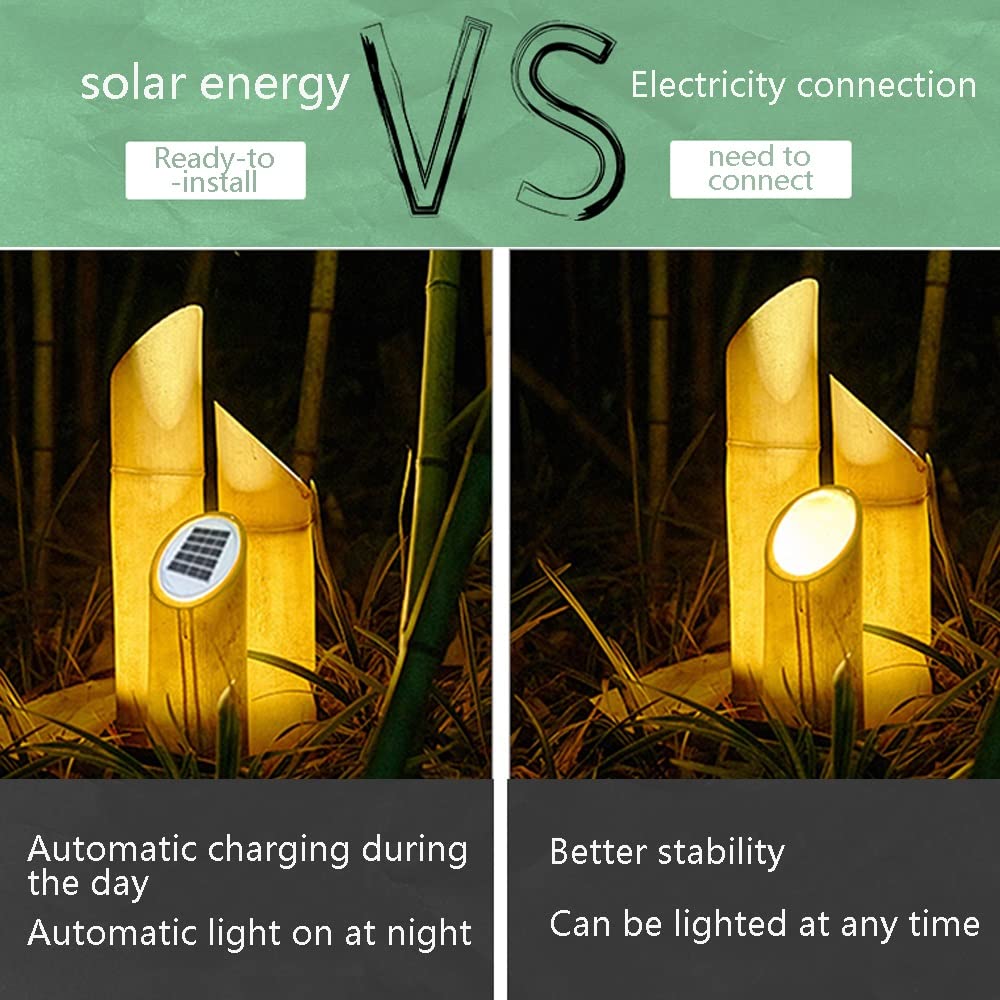 Solar Garden Lights Outdoor Waterproof - Bamboo Style for Lawn & Park Decoration