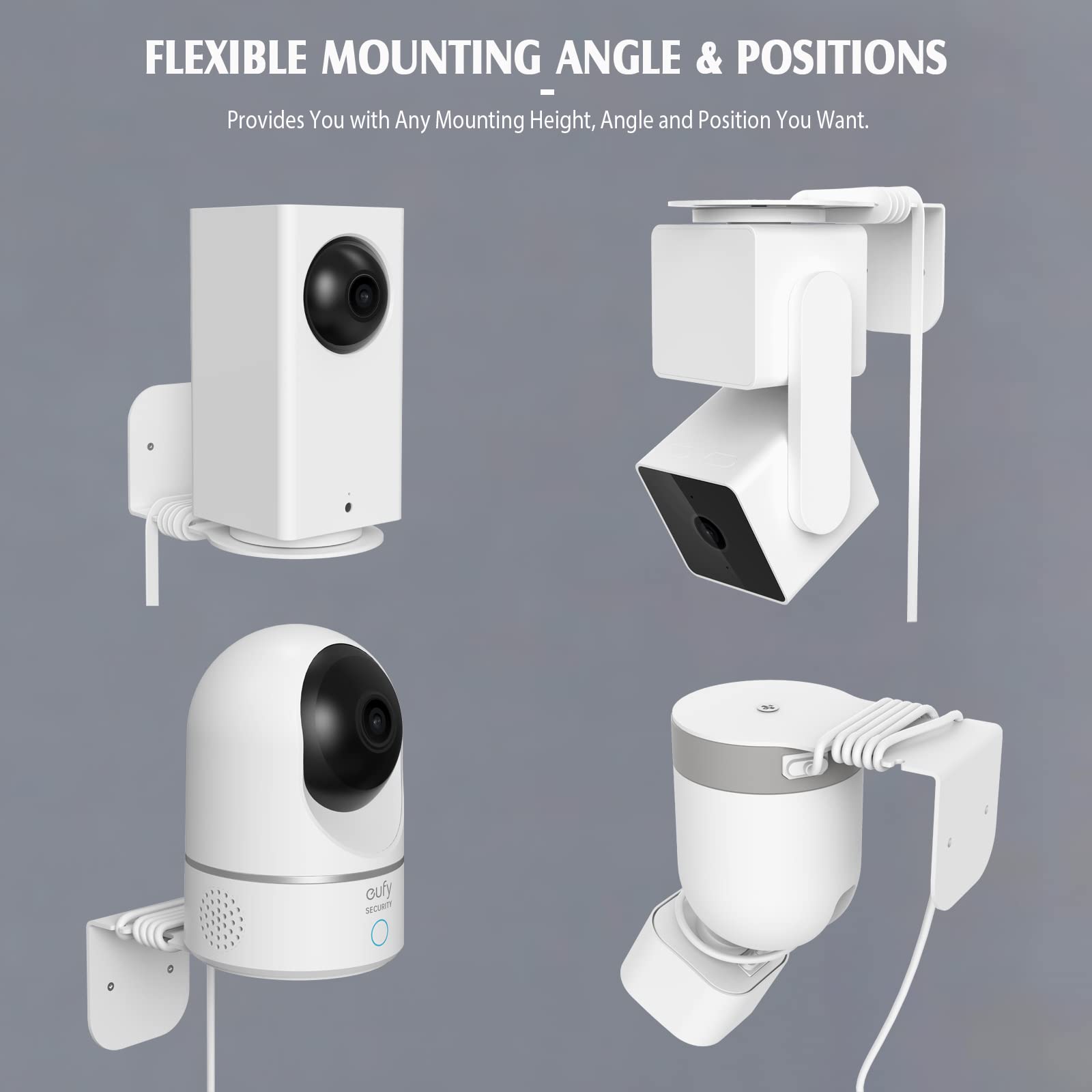 Wall Mount Bracket for Blink Mini Pan-Tilt Camera, WYZE Cam Pan v3 & v2, Eufy Security Solo IndoorCam P24 - Universal Security Camera Mount for Home, Office & Apartment (1-Pack) - Perfect for Wall or Ceiling Installation & Optimal Viewing Angles