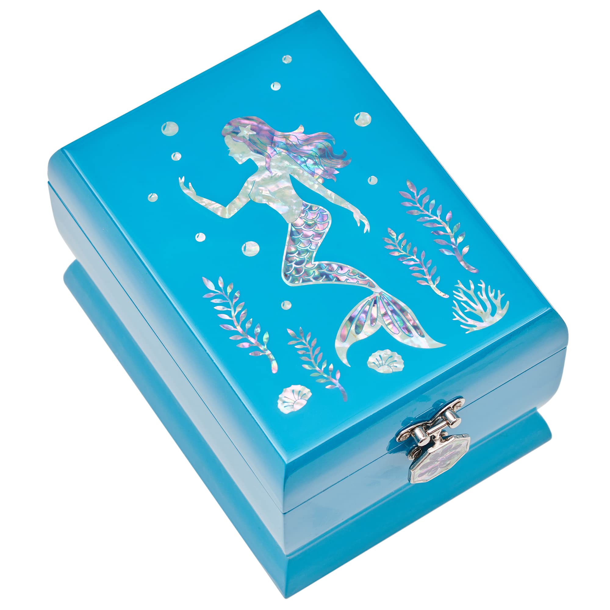 Elegant Mother of Pearl Jewelry Box with 2-Tier Design & Removable Ring Tray - Perfect for Organizing Necklaces, Rings & Earrings | Great Gift for Women, Brides & Mermaid Lovers