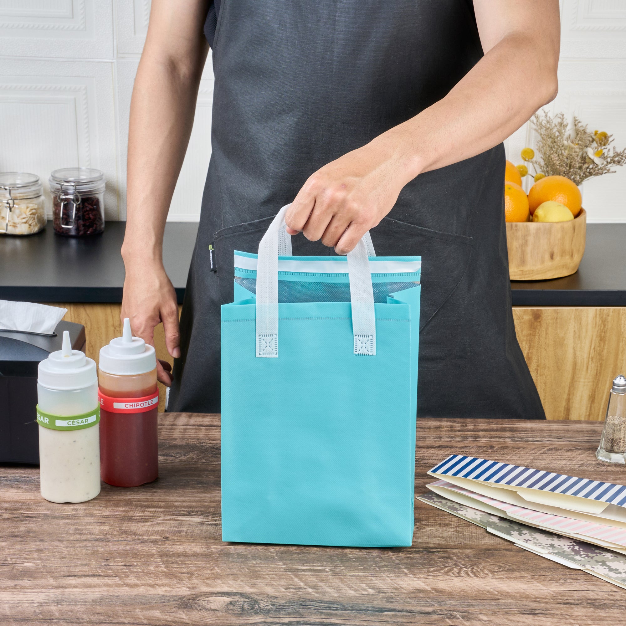 Premium Insulated Food Delivery Bags - Tamper Evident Takeout Containers (8.25