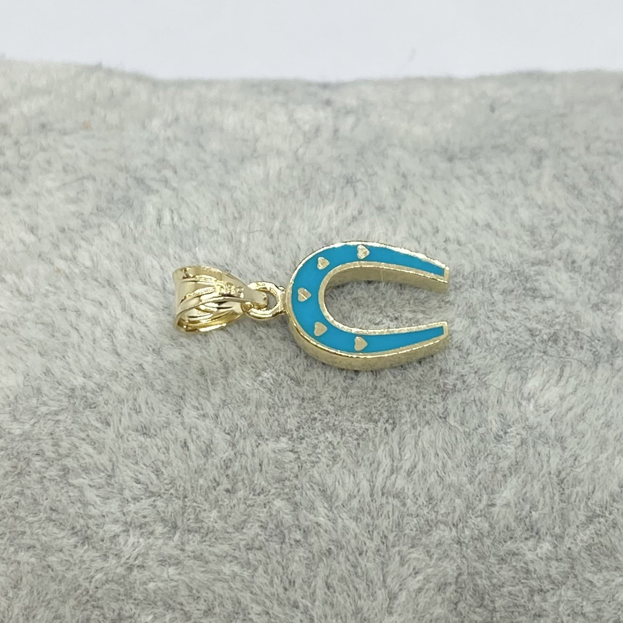 14K Solid Gold Horseshoe Necklace for Women - Lucky Charm Jewelry with Turquoise Hearts, Perfect Birthday & Christmas Gift for Her