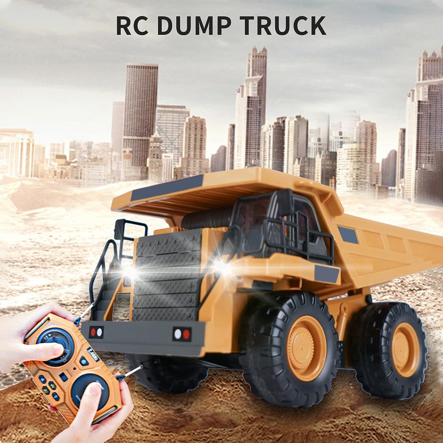 KAHUMBO 9-Channel Remote Control Construction Dump Truck Toy with Rechargeable Battery, Metal Body & Light/Sound Effects - RC Dump Truck for Kids Ages 3+ (Multicolor) | Perfect for Indoor Play, Construction-Themed Parties & STEM Learning