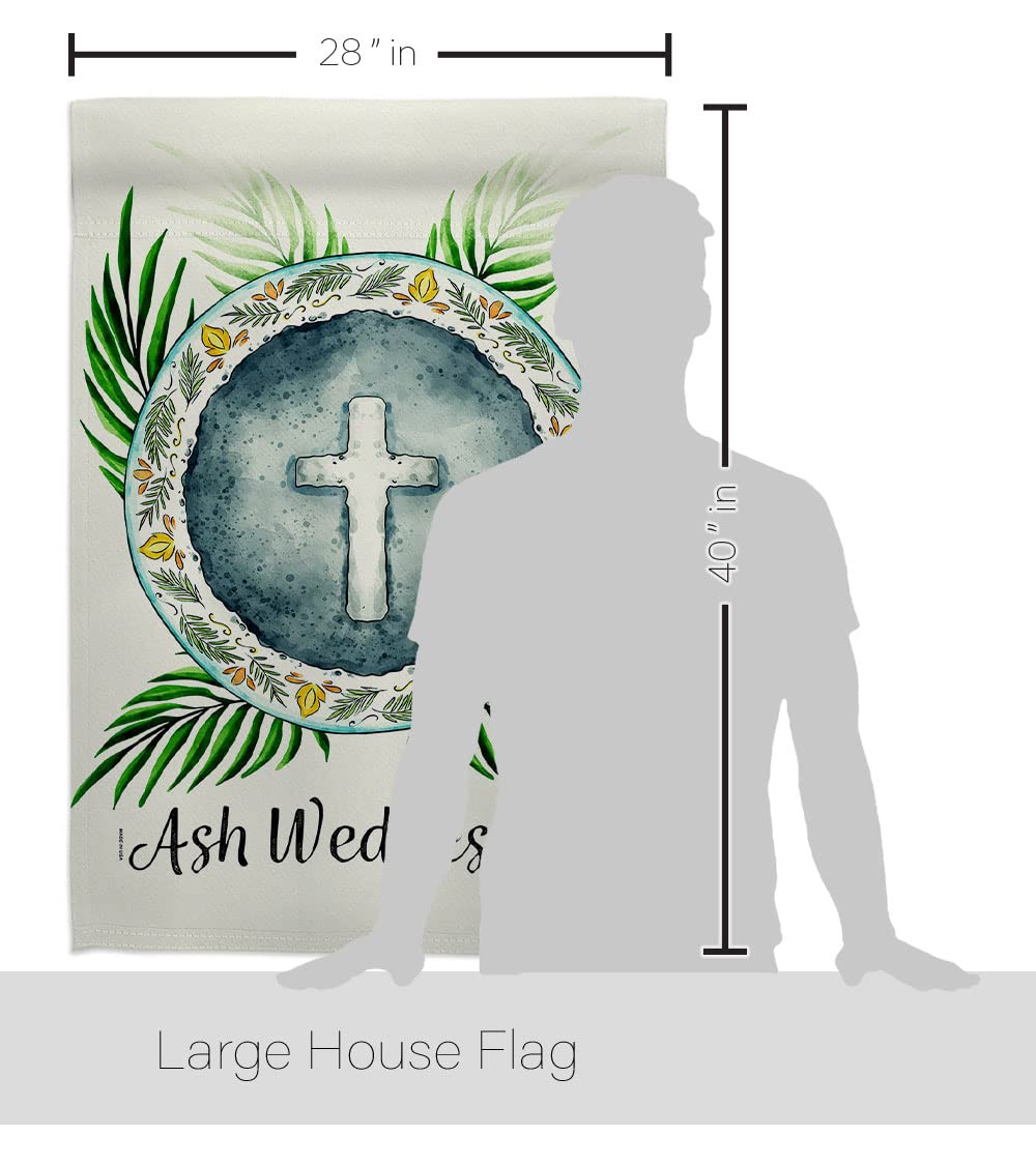 Holy Ash Wednesday House Flag 2-Pack - Religious Christian Easter Decor with Dove Symbol for Faith, Hope & Peace - Double-Sided Garden & Yard Banner - Made in USA - Perfect for Church, Home & Outdoor Decorations