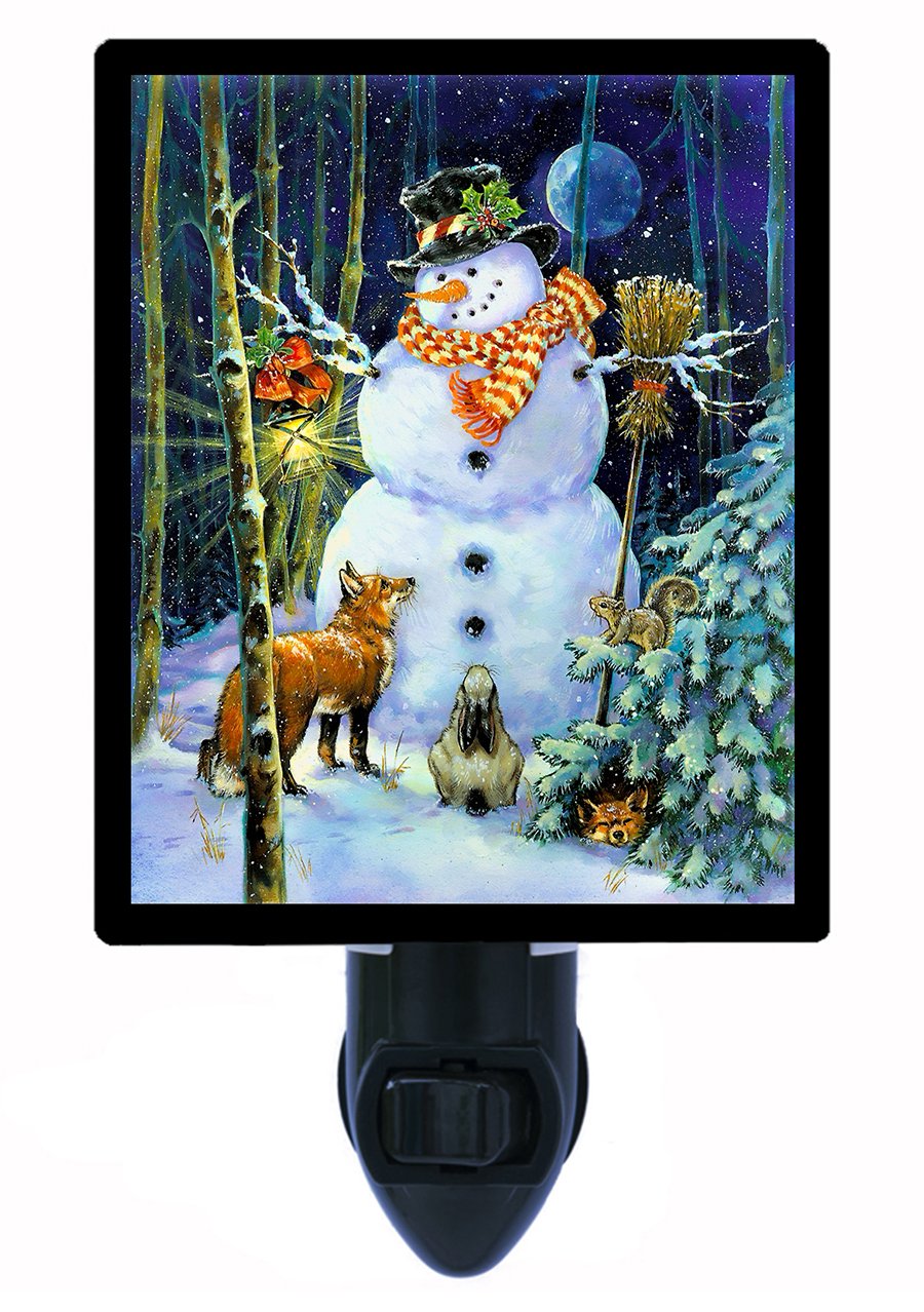 Dapper Snowman & Animals LED Christmas Night Light - Warm Holiday Decor for Bedroom, Nursery, Kids Room & Christmas Tree Decoration