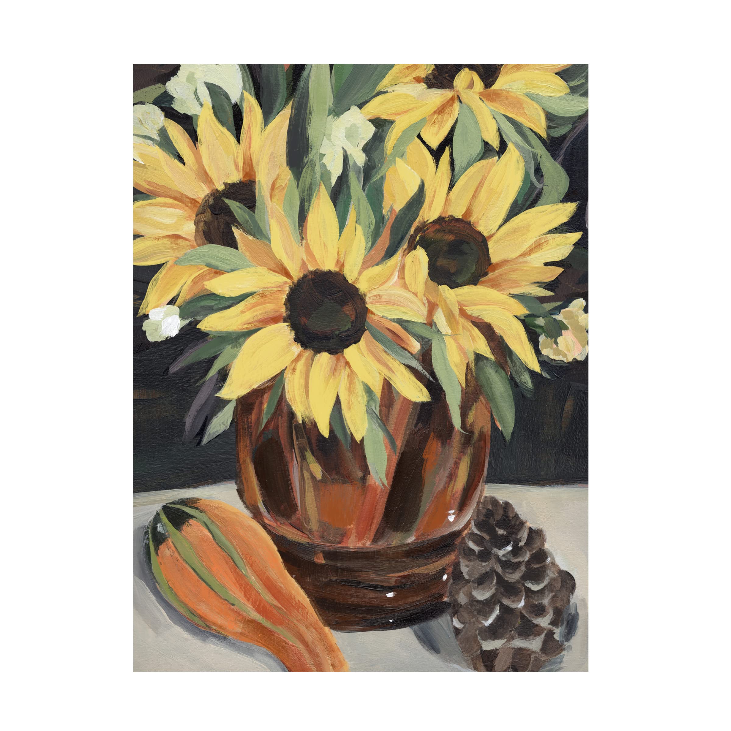 Annie Warren 'Sunflower Vase II' Canvas Wall Art Print - Floral Home Decor for Living Room, Bedroom & Office
