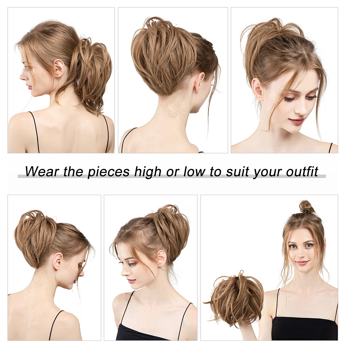 BONAD Synthetic Hair Chignon Bun - Messy Bun Hair Piece with Elastic Band for Ponytail Extension | Women's Hair Accessories (Color: 10H86) | Perfect for Weddings, Parties & Everyday Styling