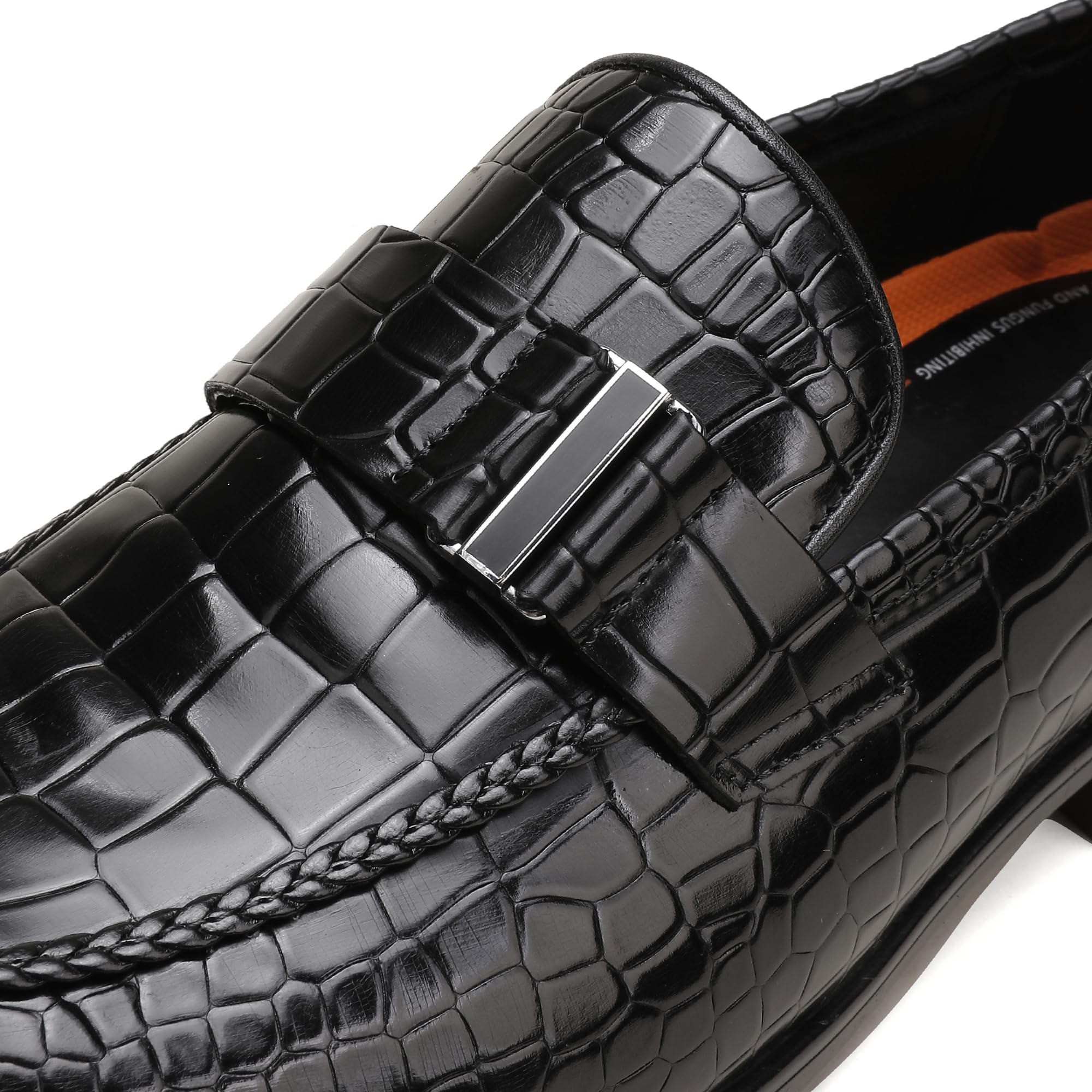 Men's Classic Leather Penny Loafers - Crocodile Print Business Dress Slip-On Shoes | Comfortable & Stylish for Office, Formal Events & Daily Wear