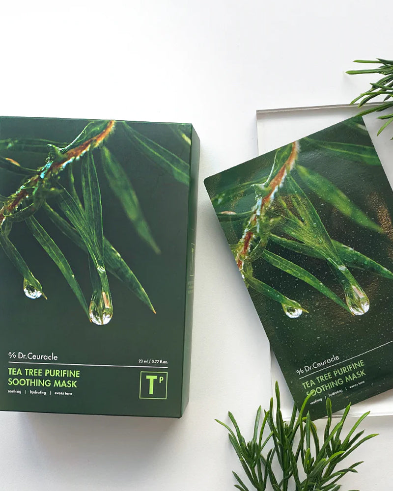 Dr. Ceuracle Tea Tree Purifying Soothing Mask for Acne-Prone Skin - Korean Skincare for Oily & Sensitive Skin - Deep Cleansing & Calming Face Mask for Breakouts & Redness Relief - Perfect for Post-Workout & Stressful Days Skincare Routine