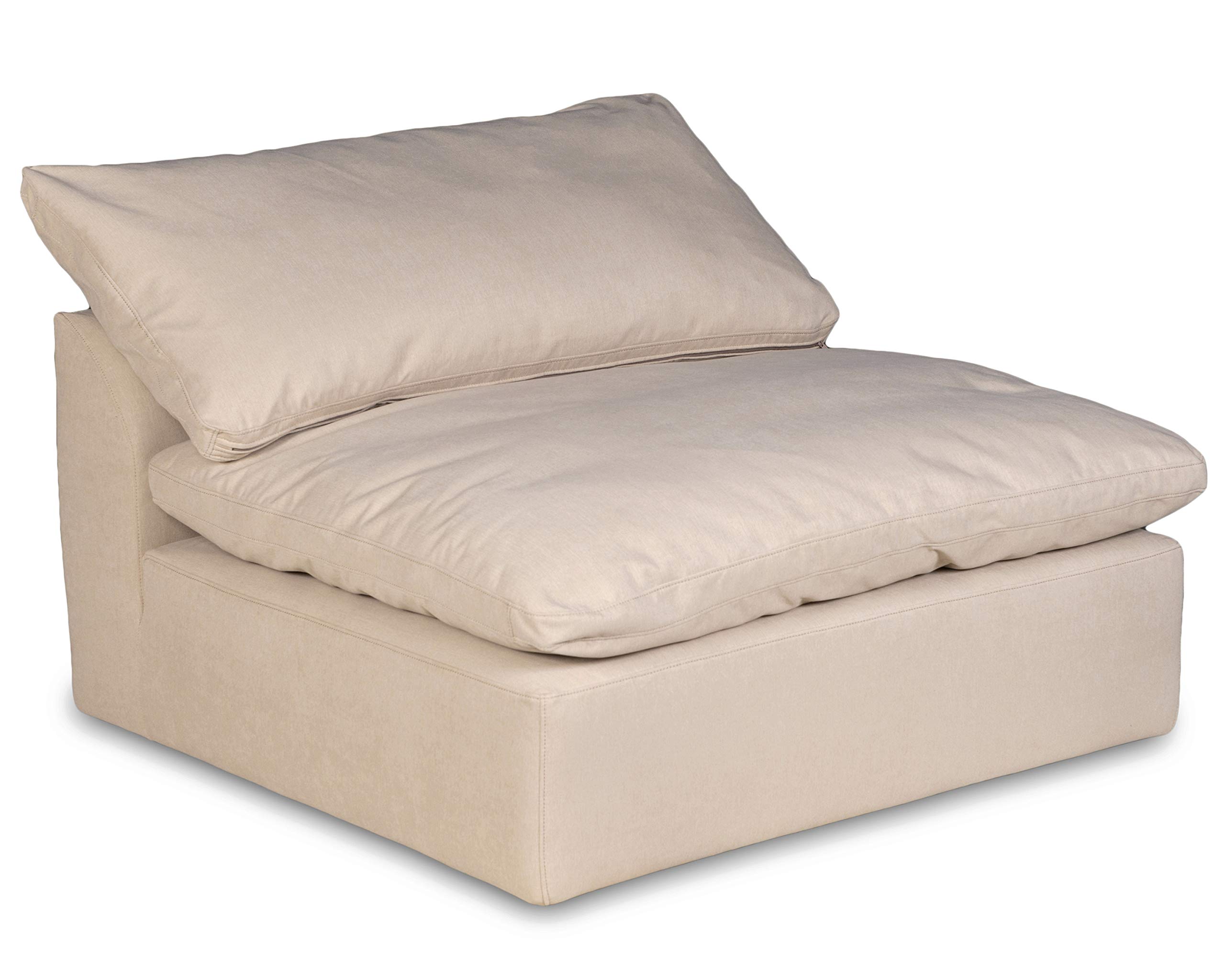 Sunset Trading Cloud Puff Furniture Slipcover - Configurable Tan Sofa Cover - Soft Stretchable Couch Protector for Living Room, Bedroom & Home Decor