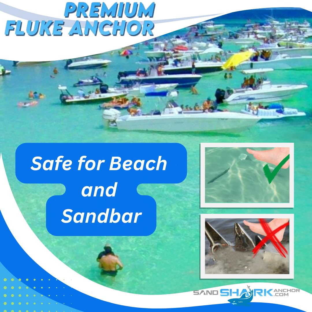 Premium Fluke Anchor with Retractable Shaft - Lightweight Aluminum Boat Anchor for Pontoon, Jet Ski & Small Boats Under 30ft | Easy Storage Sand Anchor Kit for Lakes, Rivers & Coastal Waters