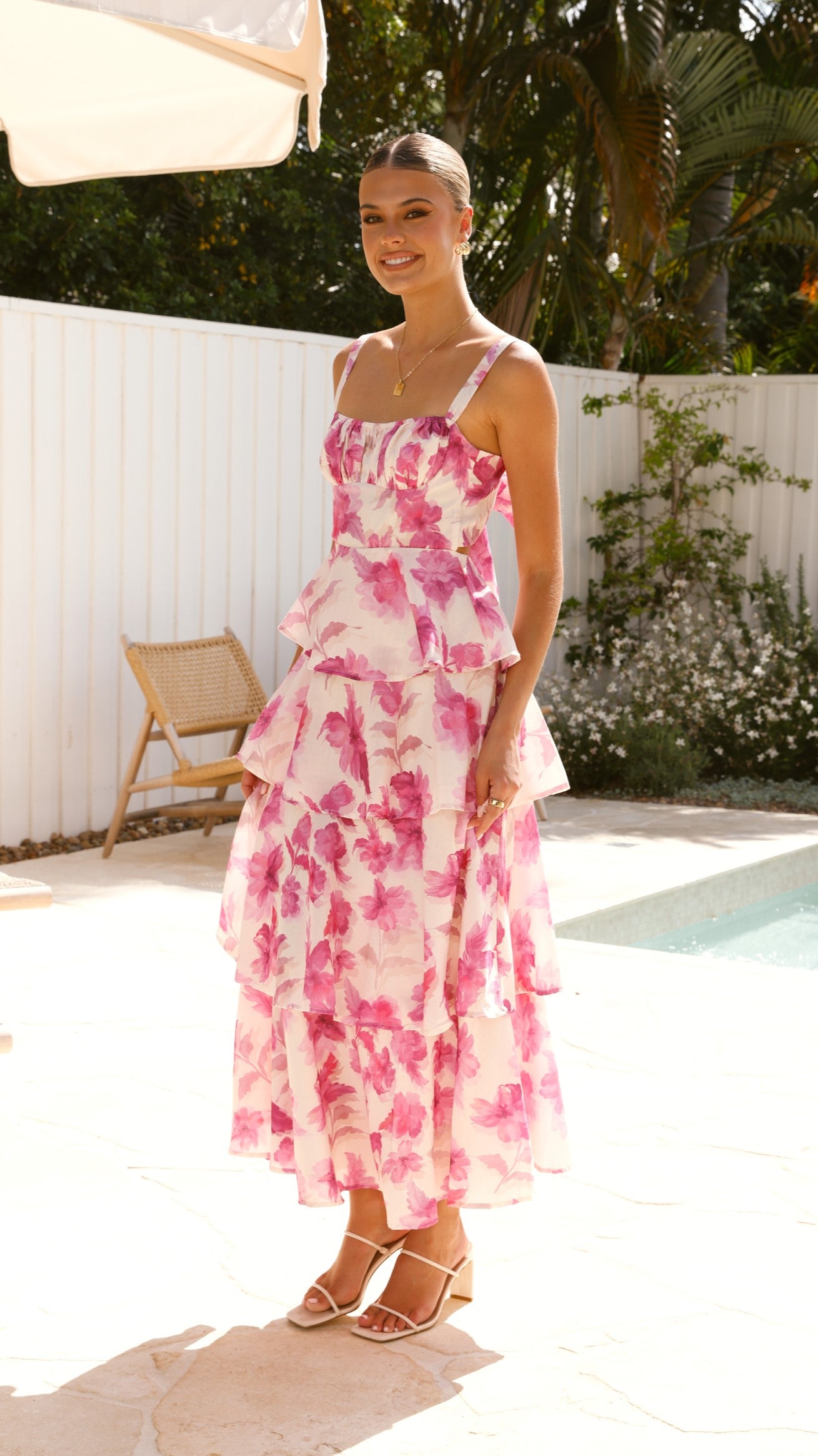 Indi Maxi Dress - Pink Floral Print Long Summer Dress for Women, Boho Chic Beachwear & Vacation Outfit
