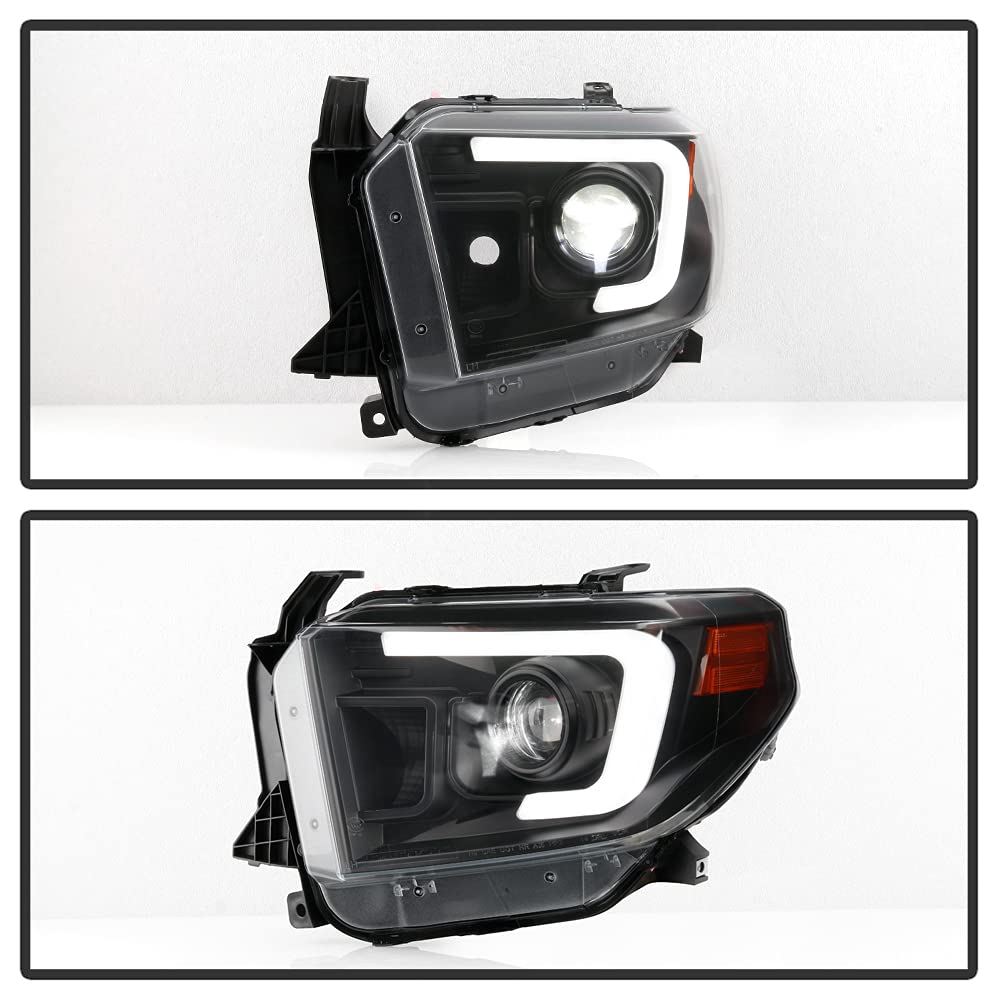 ACANII LED Projector Headlights for 2014-2017 Toyota Tundra SR & SR5 - Built-in LED Tube, Complete Left & Right Assembly - Upgrade Your Night Driving Safety & Style