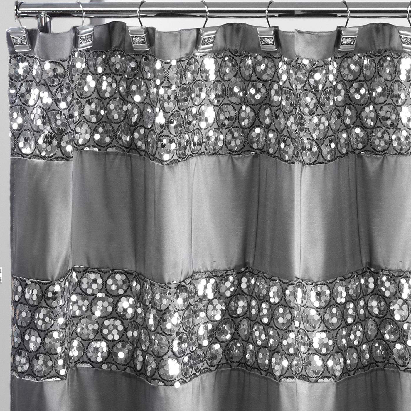 Luxury 13-Piece Full Bath Accessories Set - Includes Shower Curtain, Bath Towels, Bath Mat in Silver | Modern Bathroom Decor for Home & Hotel Use