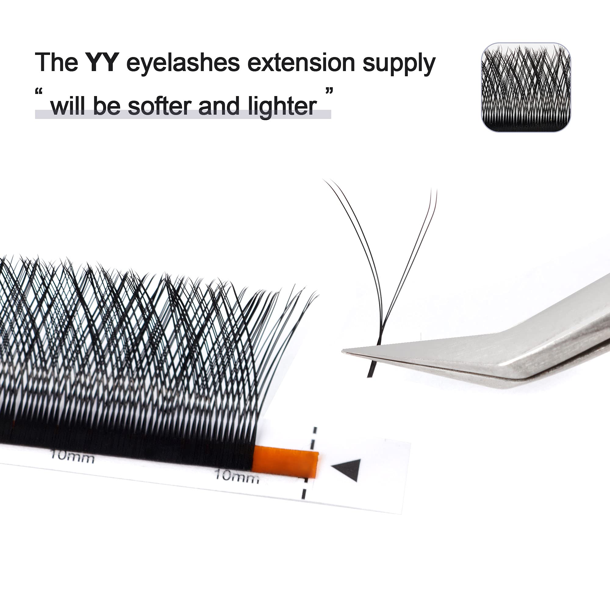 YY Eyelash Extensions - Black D Curl 0.07mm 12mm Volume Lashes | 4D Y-Shaped Premade Soft Fans for Easy Application | Perfect for Daily Wear, Special Occasions & Professional Makeup