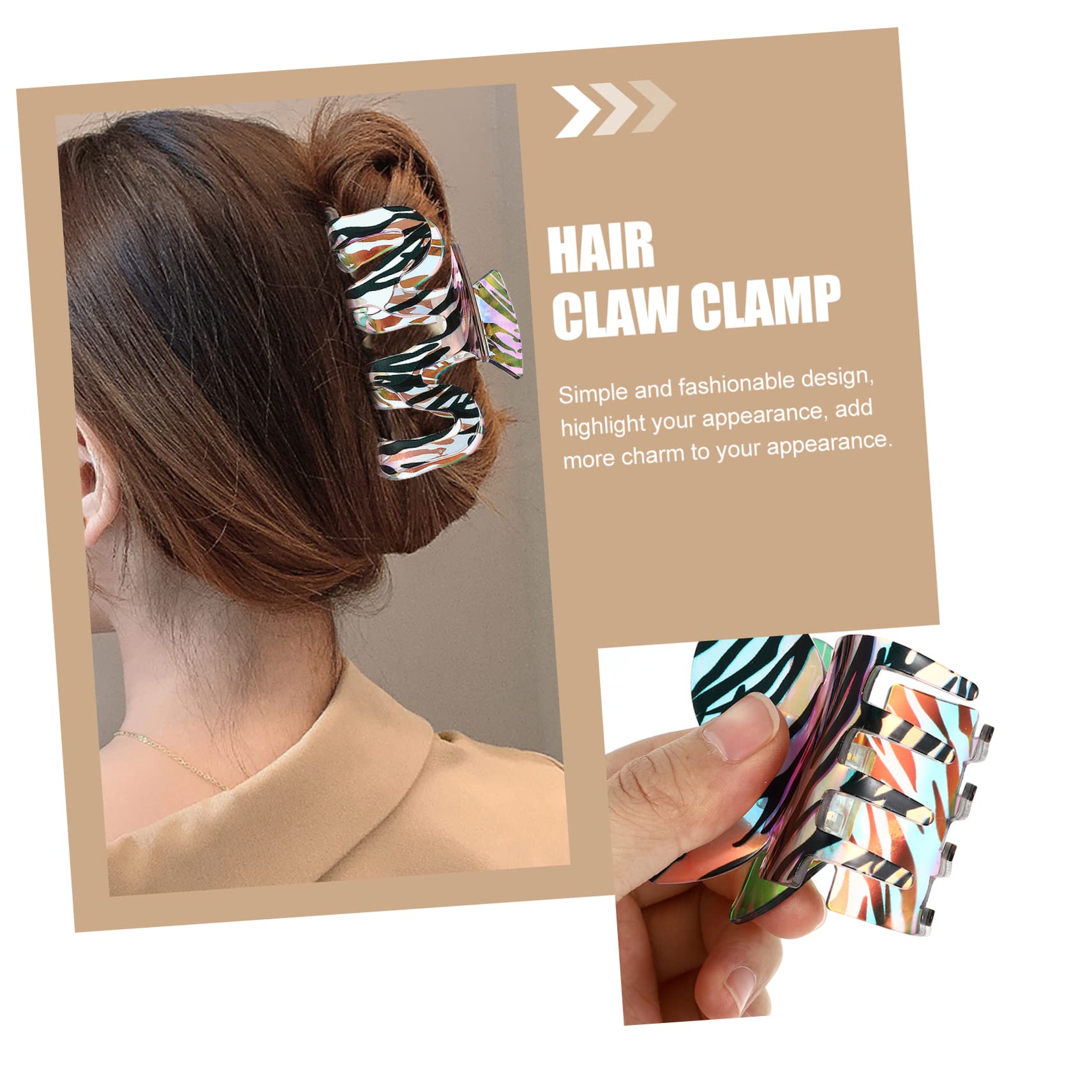 FOMIYES 3-Pack Acrylic Zebra Striped Hair Claw Clips for Women - Non-Slip Jaw Clips with Teeth, Fashion Hair Accessories for Daily Use, Parties, Weddings & Special Events