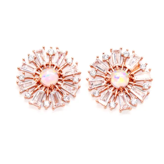 Sonya Burst Opal Stud Earrings – Genuine Opal Gemstone Silver Studs for Women | Perfect for Everyday Wear, Parties & Special Occasions