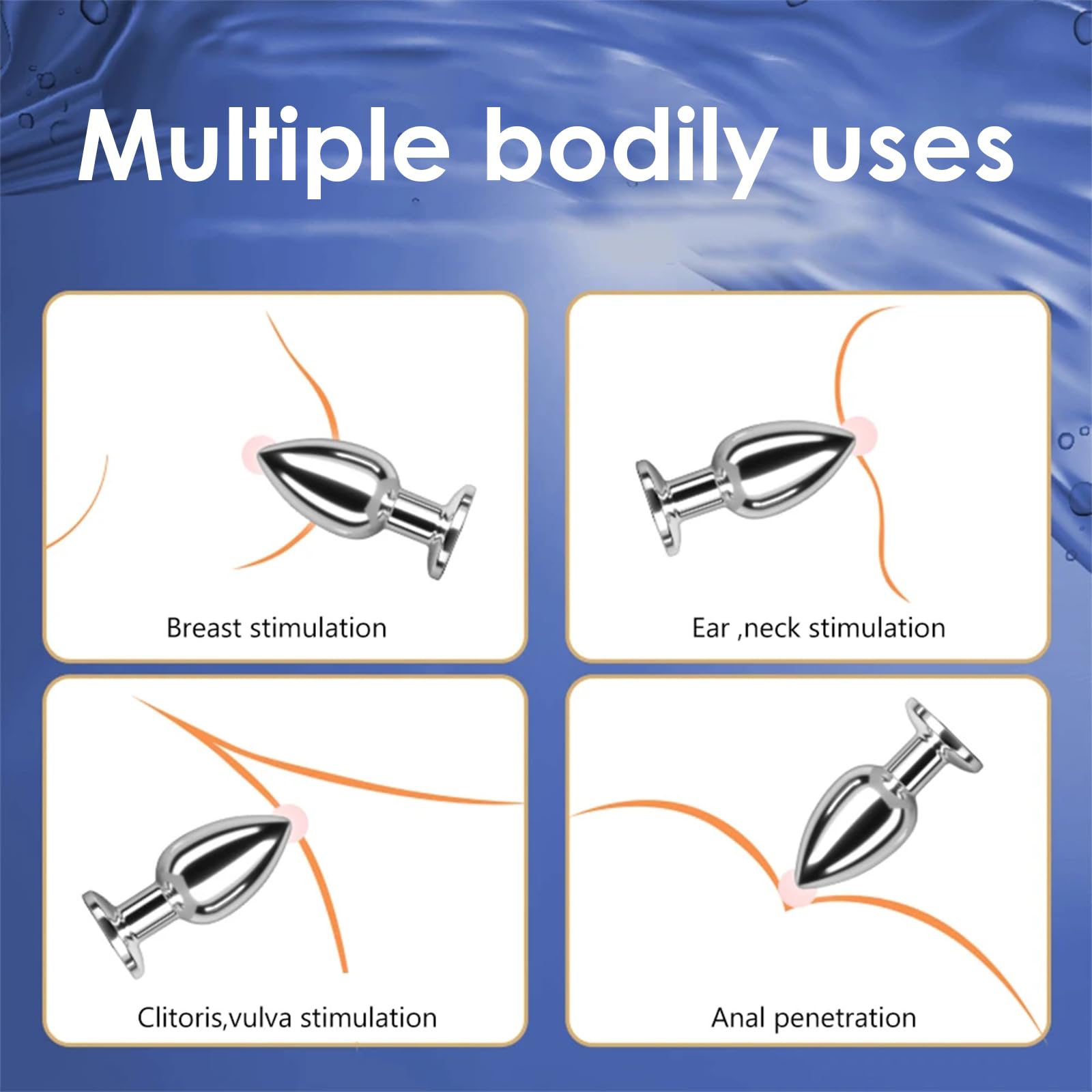 3-Piece Metal Anal Plug Set with Diamond Crystal - S/M/L Sizes for Beginners, Women, Men & Couples - Perfect for Sensual Play, BDSM & Intimate Exploration