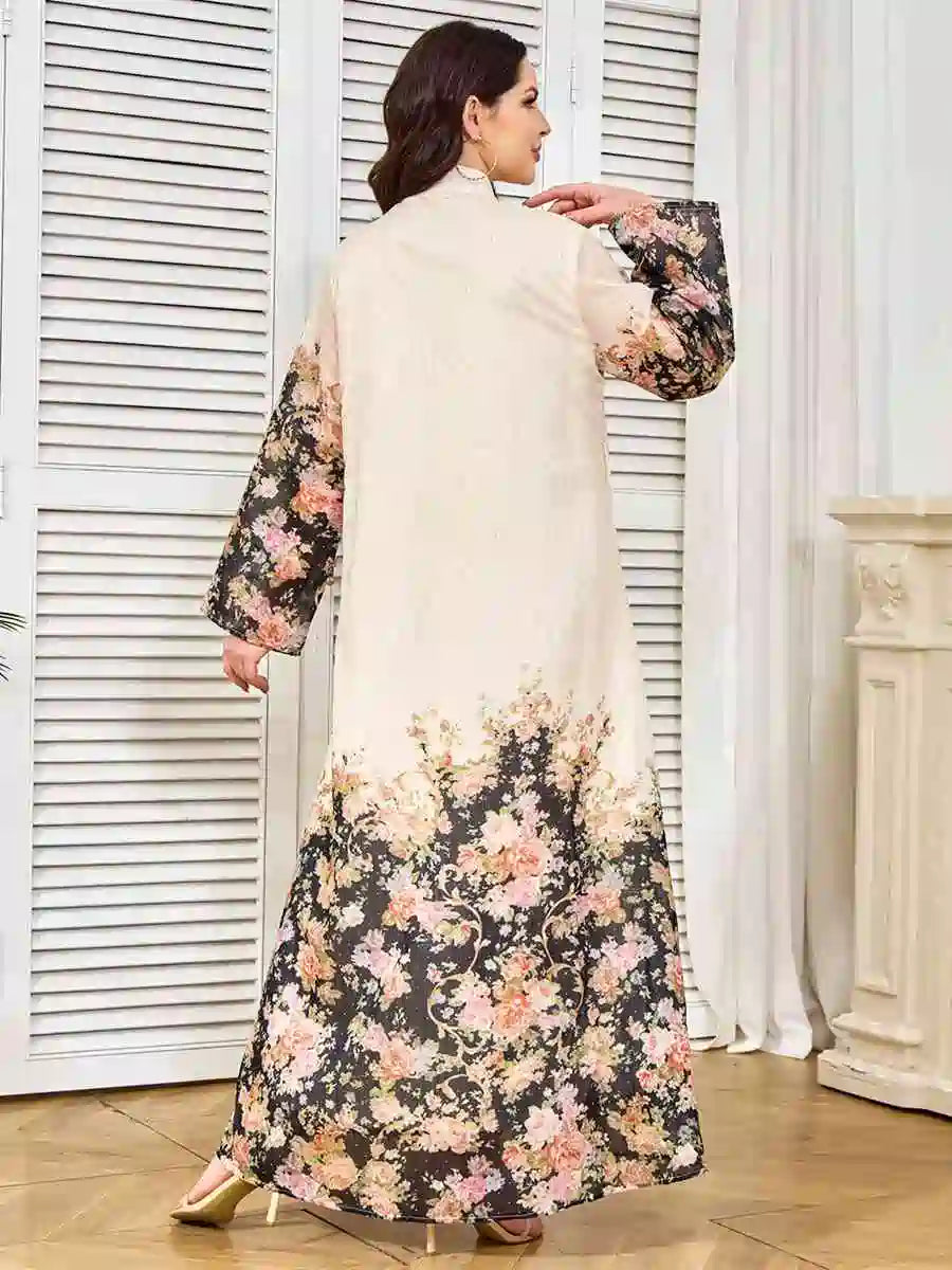 Elegant Hotfix Rhinestones Printed Caftan Kaftan Dress for Women - Eid Party, Wedding, Special Occasions #25374
