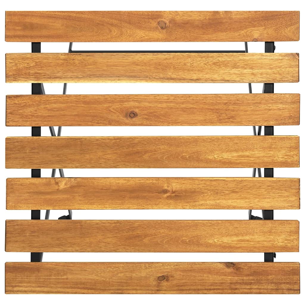 Acacia Wood Folding Bistro Table 21.7x21.3x28 Inch - Compact Outdoor Dining Table for Patio, Balcony, Garden, Poolside & Small Spaces - Fast Shipping