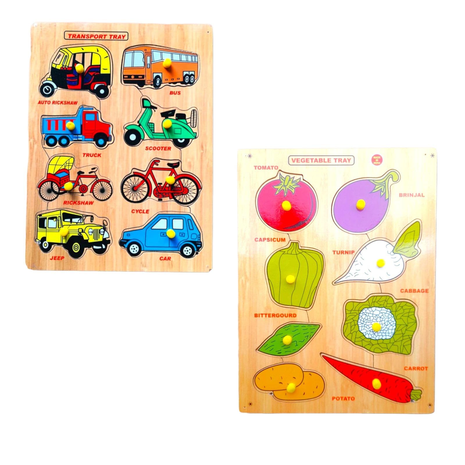 Kids' Educational Puzzle Set - Transport & Vegetable Picture Puzzles for Toddlers (Multicolor) | Perfect for Early Learning & Preschool Activities