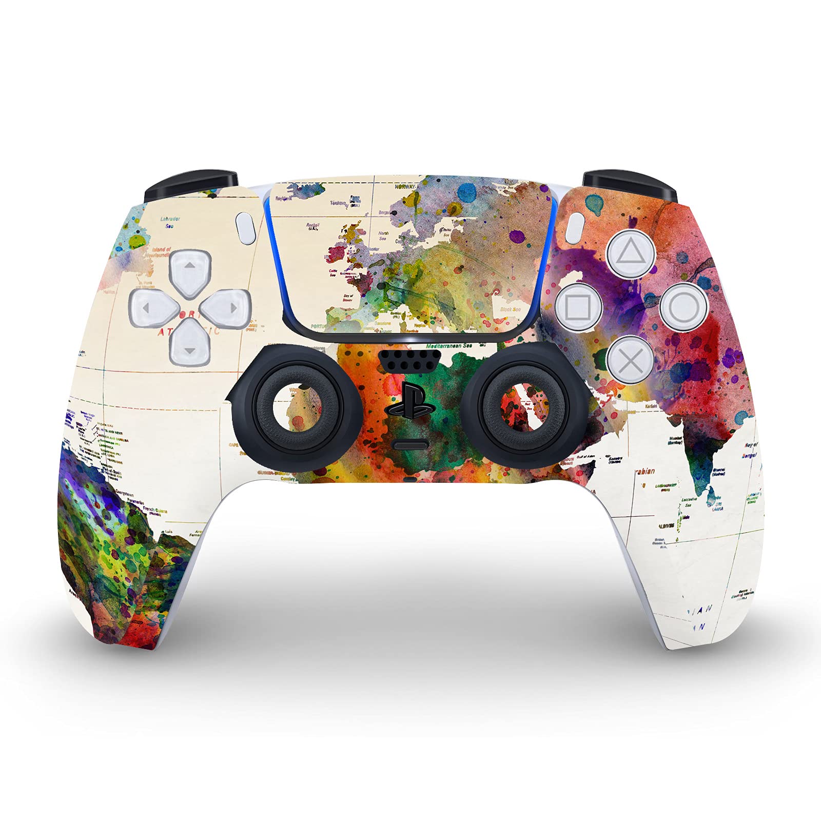 World Map Art Matte Vinyl Skin Cover for Sony PS5 Digital Edition & DualSense Controller - Durable Gaming Protection for Playstation 5 Console & Accessories | Perfect for Gaming Setups, Travel & Home Decor