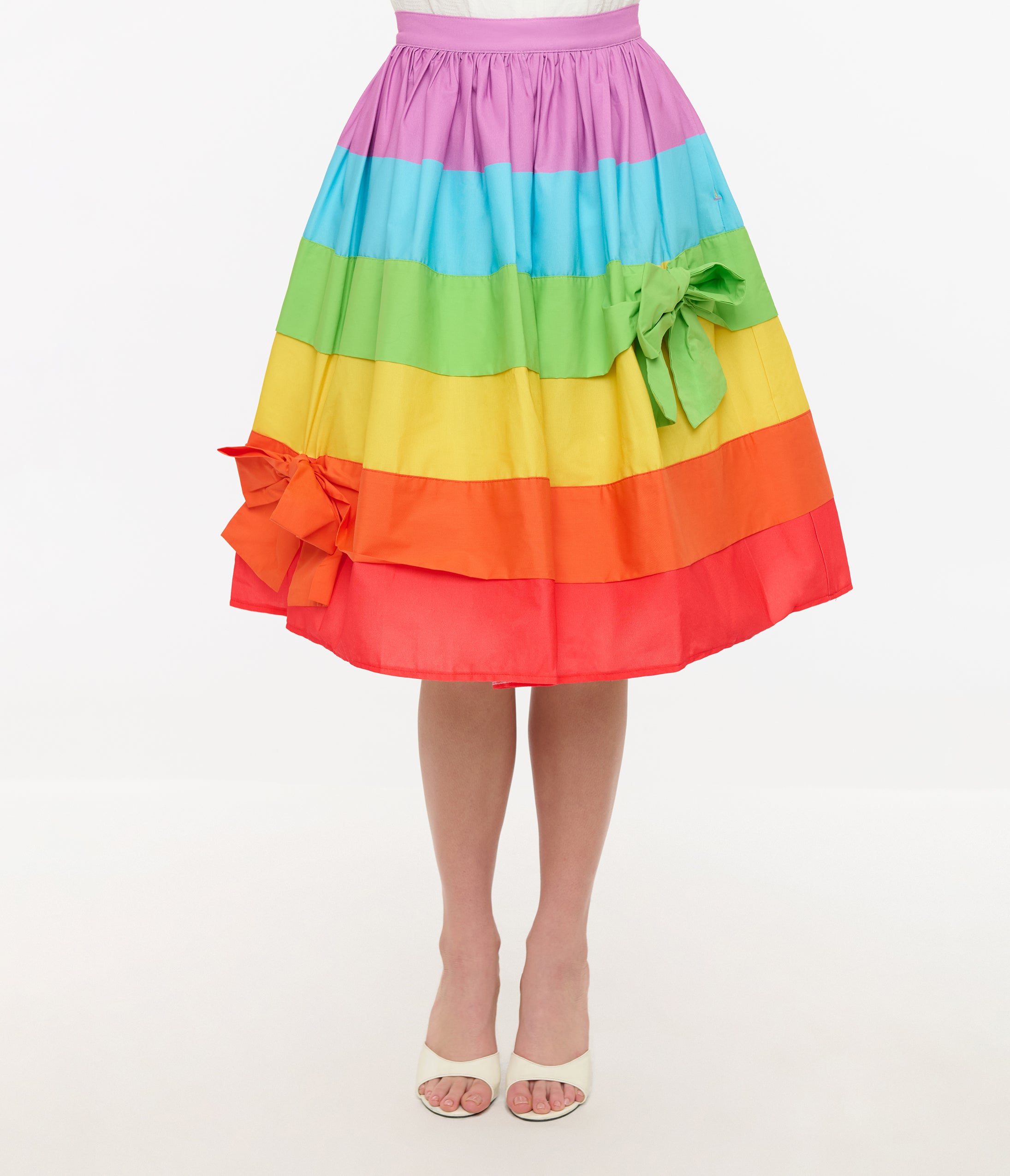 Vintage 1950s Rainbow Stripe Swing Skirt - Retro A-Line Circle Skirt for Women - Perfect for Swing Dancing, Rockabilly Outfits & 50s Themed Parties