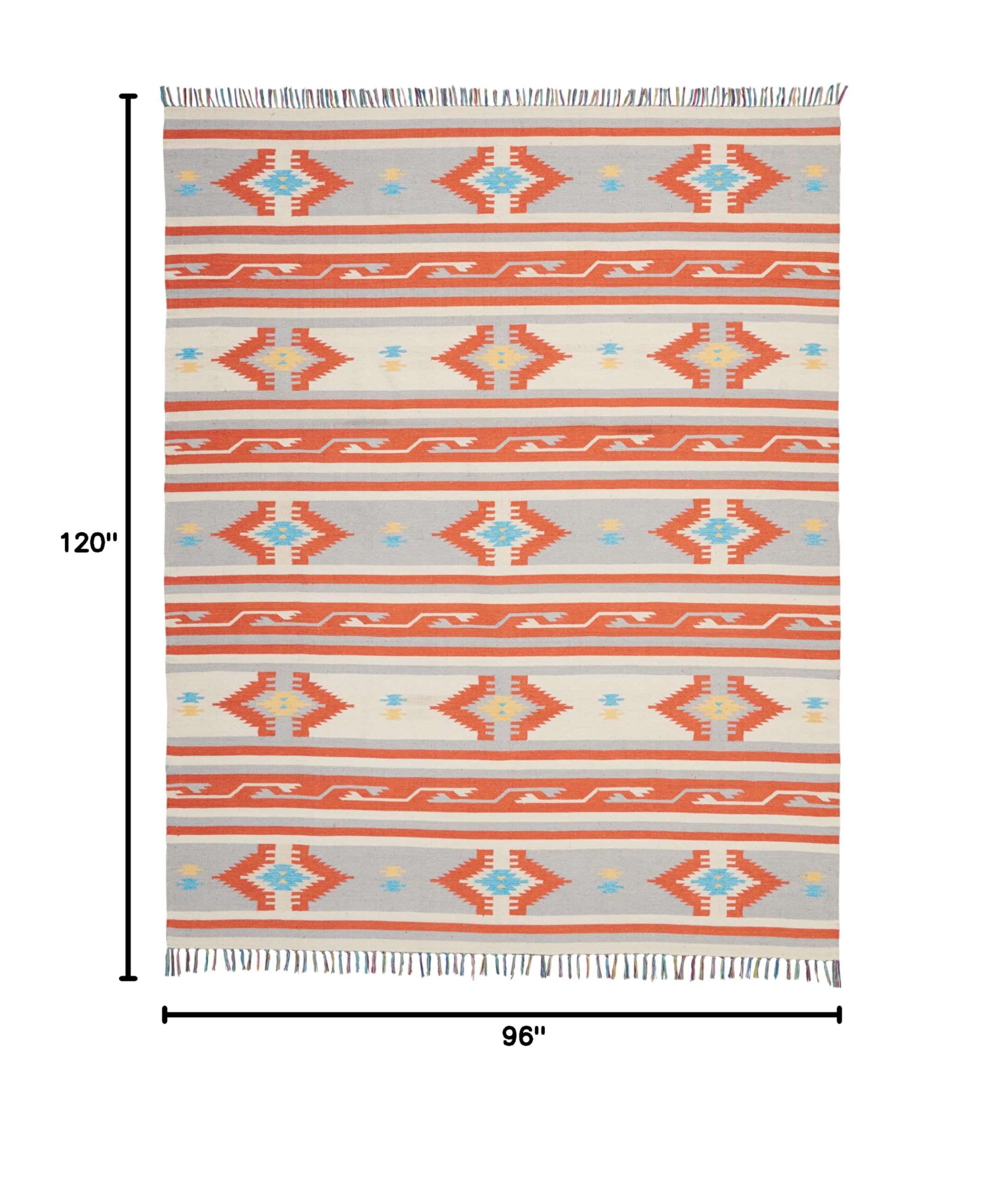 Nourison Baja Tribal Ivory/Grey 8' x 10' Area Rug - Easy to Clean, Non-Shedding, Soft & Durable - Perfect for Bedroom, Living Room, Dining Room & Kitchen Decor (8x10)