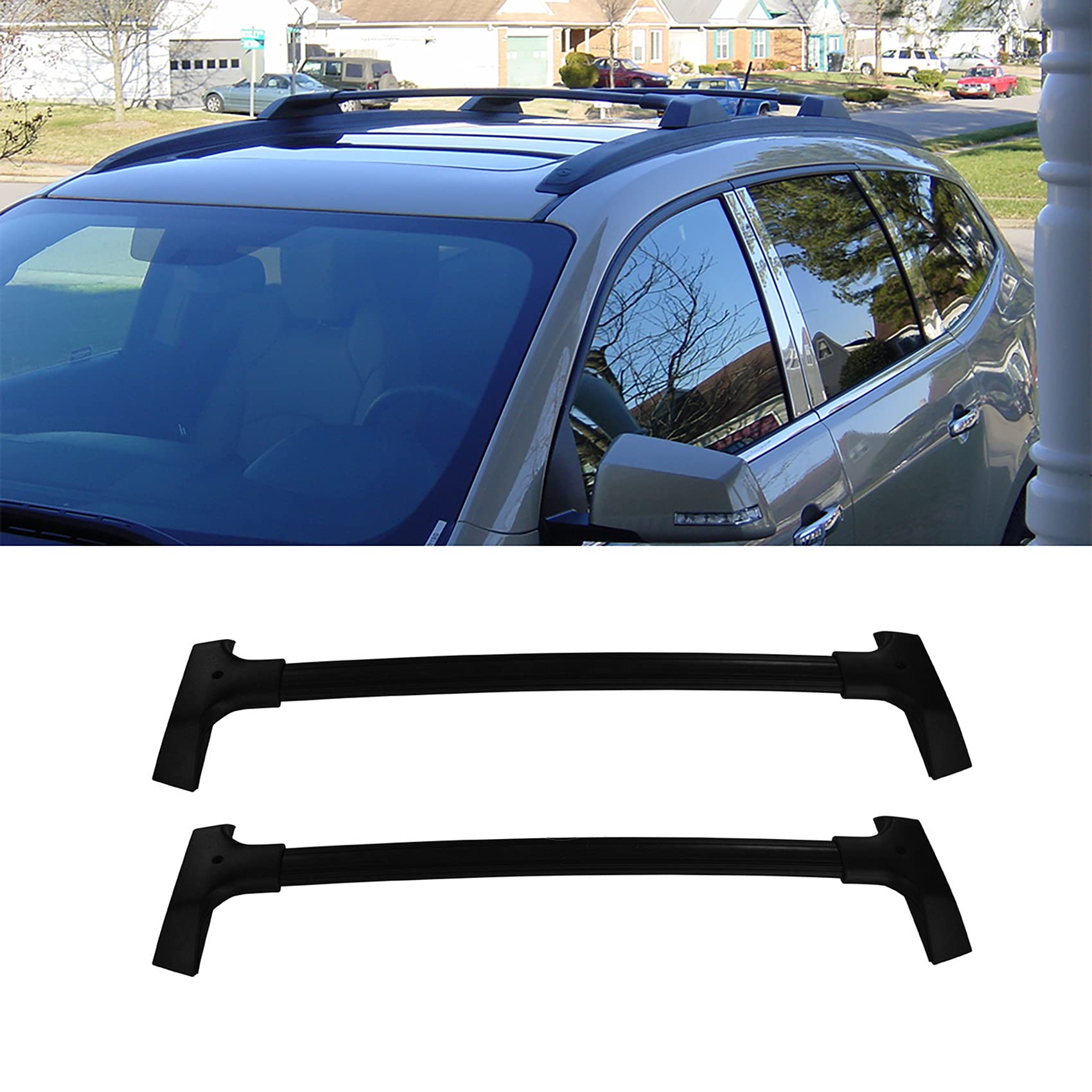 Black Roof Rack Rails Luggage Carrier Bar for 2009-2017 Chevy Traverse - Heavy Duty Cargo Cross Bars for SUVs, Perfect for Road Trips, Camping & Outdoor Adventures