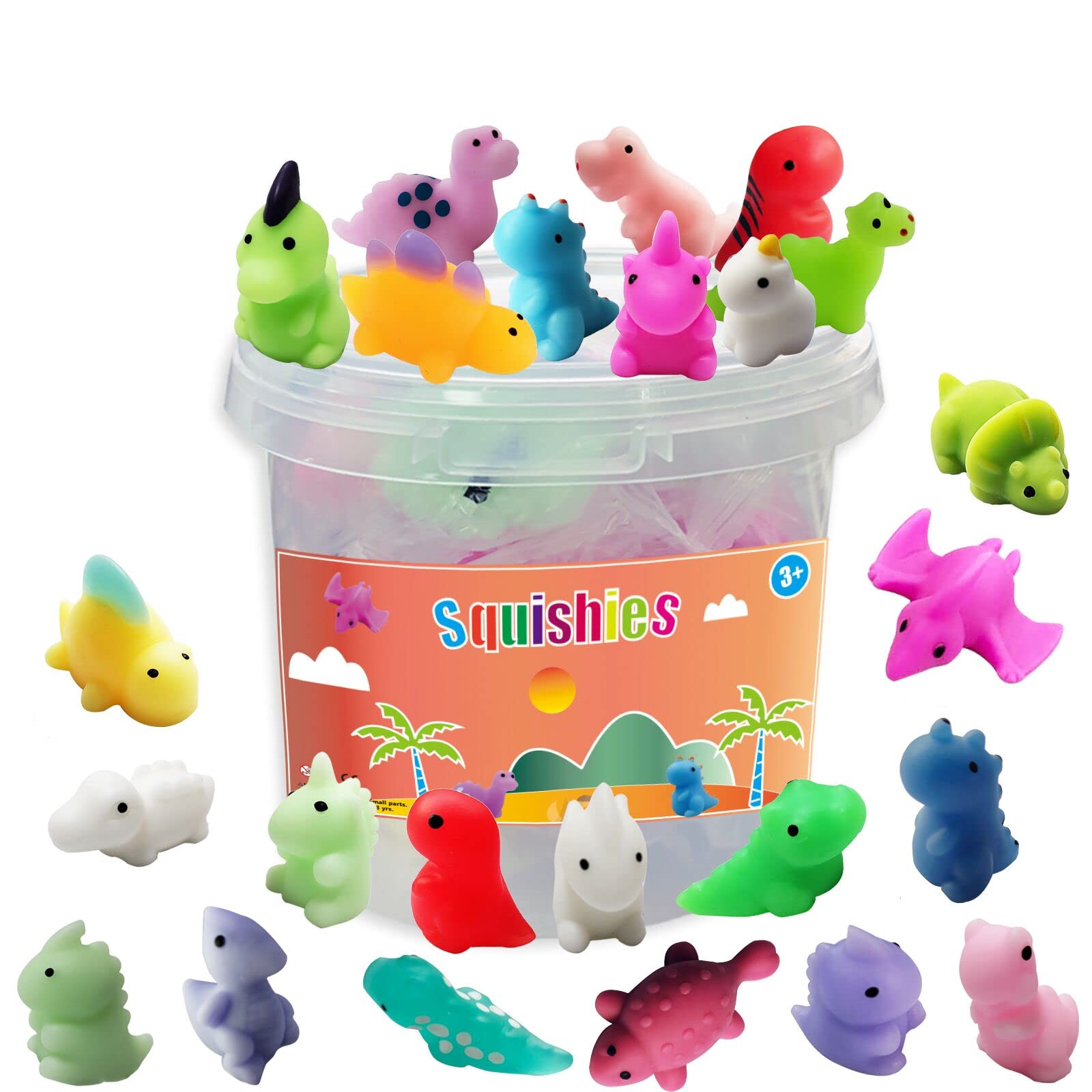 24PCS Kawaii Dinosaur Mochi Squishy Toys for Kids Party Favors & Gifts