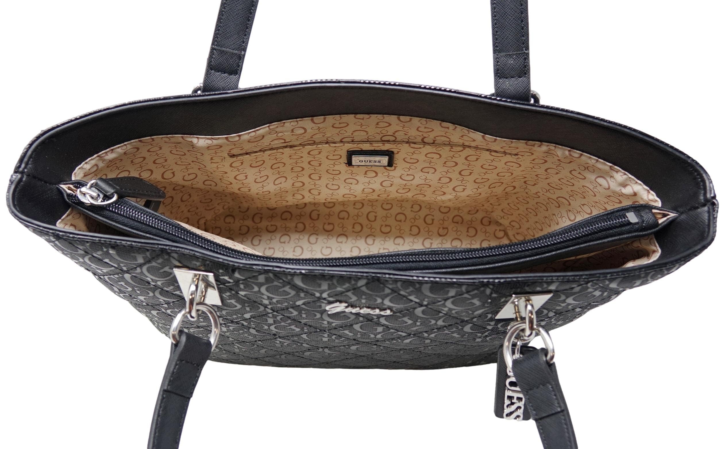 GUESS Women's Patent Leather Logo Tote Bag & Wallet Set - Black | Stylish Work Bag, Travel Purse & Everyday Carryall for Women
