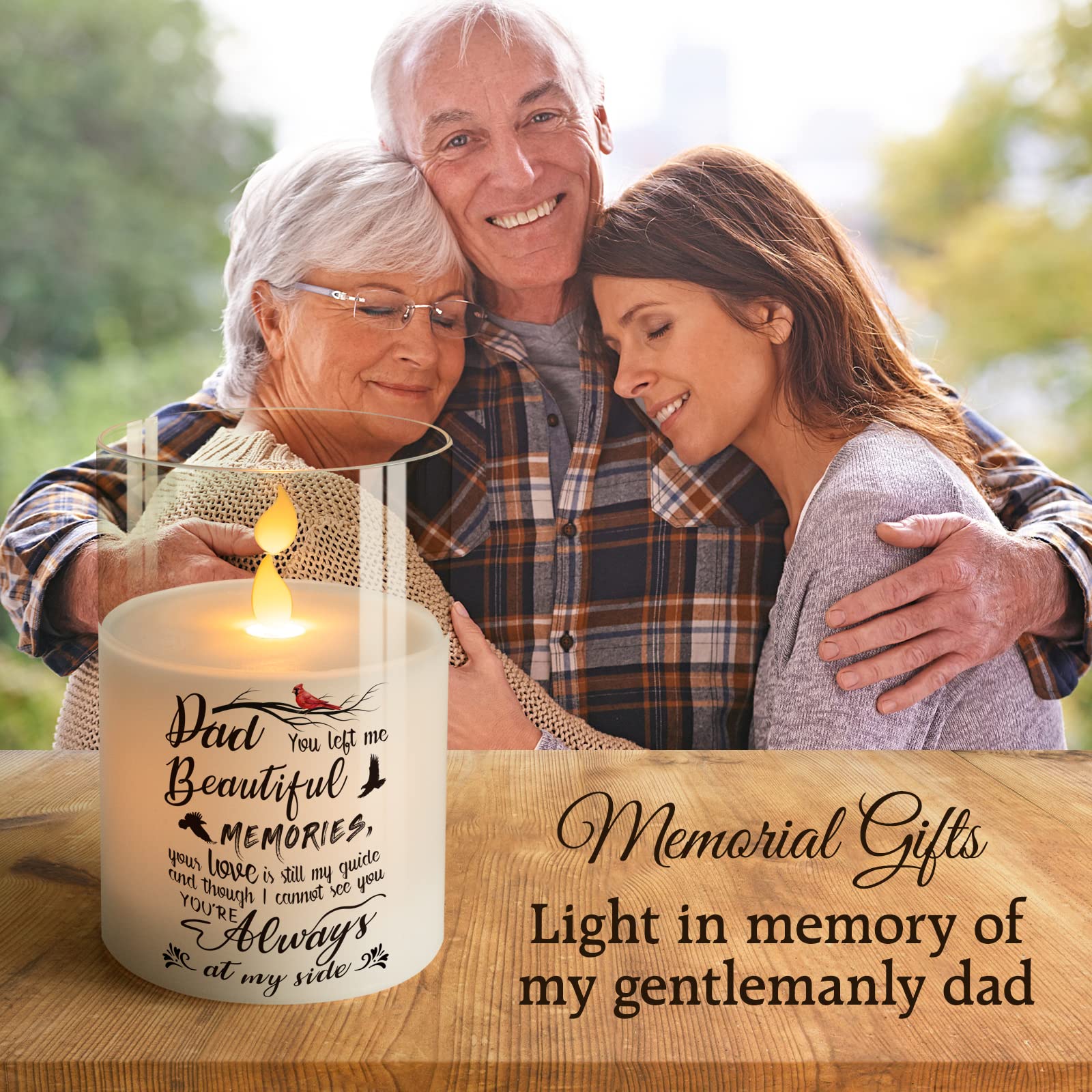 Real Wax LED Memorial Candle with Timer - Flameless Sympathy Gift for Loss of Father, Loved One, Bereavement & Remembrance - 6