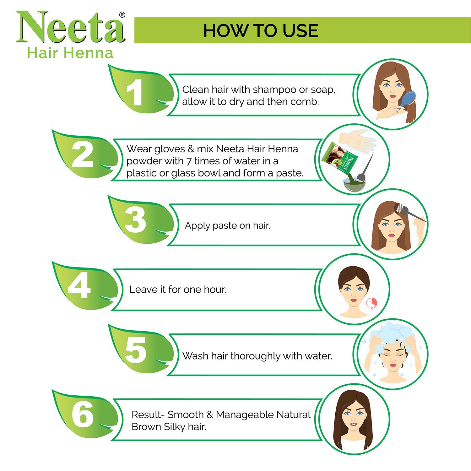 Natural Brown Henna Hair Color with 5 Herbs - Ammonia Free Hair Dye for Women & Men (125g, 4 Pack) | Safe Chemical-Free Hair Coloring for Gray Coverage & Natural Highlights at Home