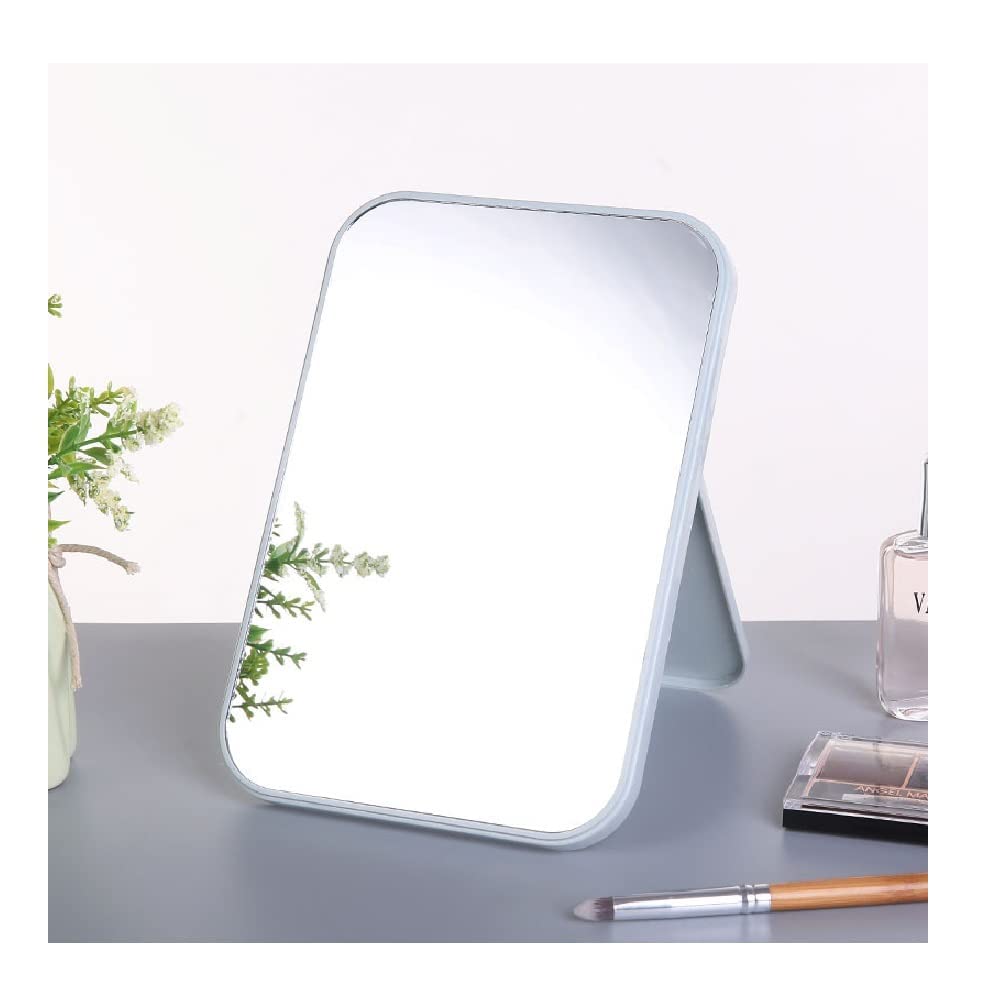 PLENARO Adjustable Makeup Mirror with Stand - Foldable Desktop Vanity Mirror for Home & Travel, HD Cosmetic Mirror with 360° Rotation (Blue) - Perfect for Makeup Application, Skincare Routine & Hair Styling
