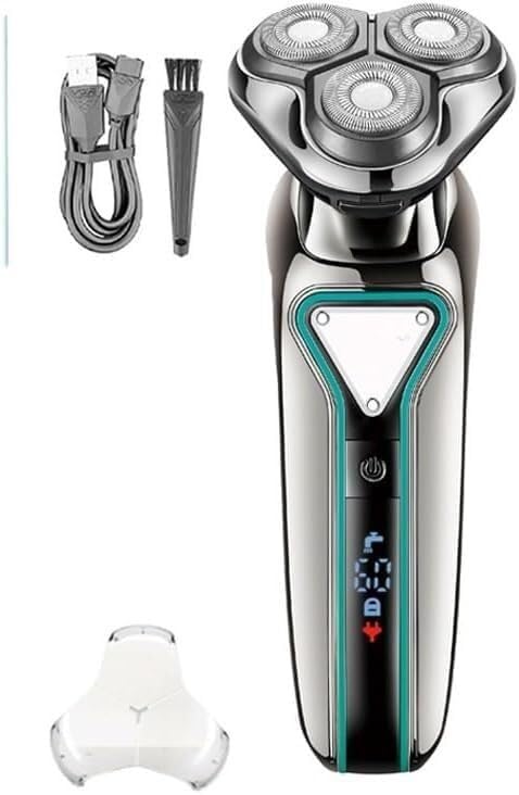 Men's Electric Shaver - Waterproof Wet/Dry Rechargeable Beard Trimmer with LCD Display for Smooth Shaving at Home, Travel & Gym