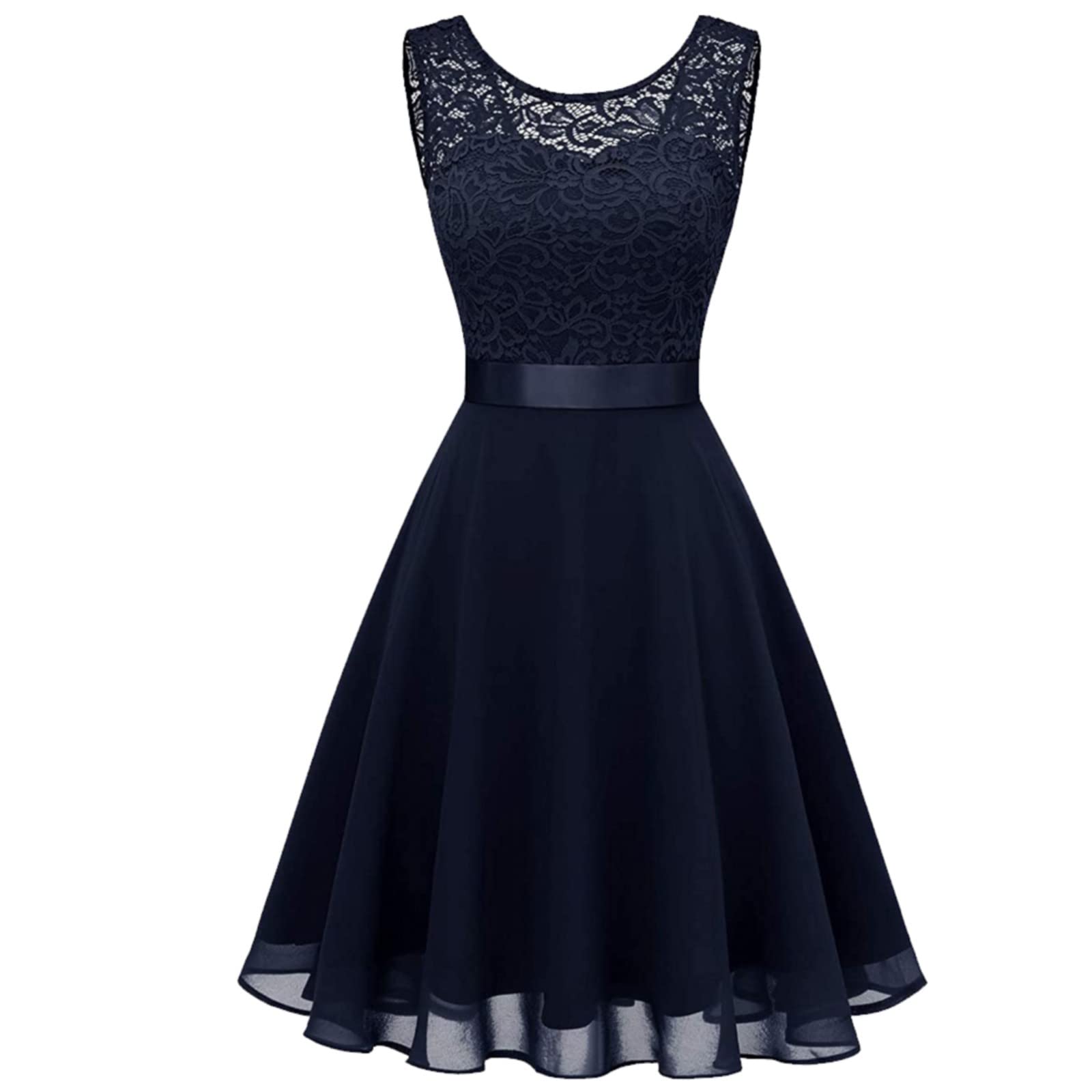 Vintage Floral A-Line Lace Dress for Women - Sleeveless Cocktail Party, Wedding Guest & Bridesmaid Dress | Perfect for Formal Events, Evening Parties & Special Occasions