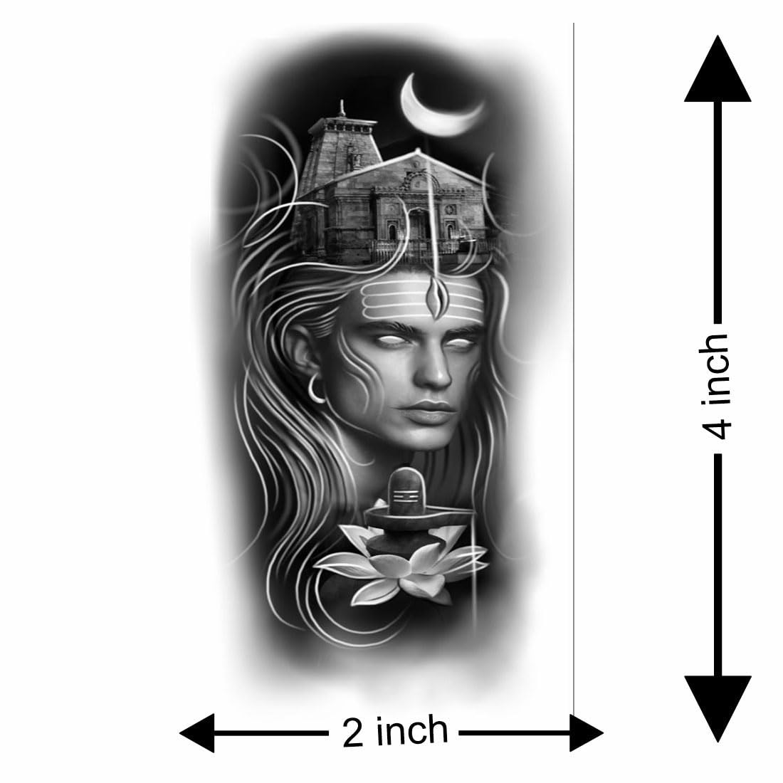 Waterproof Temporary TattooWala Lord Shiva with Lotus Tattoo Sticker for Men & Women - Festival, Yoga, Spiritual Events Body Art