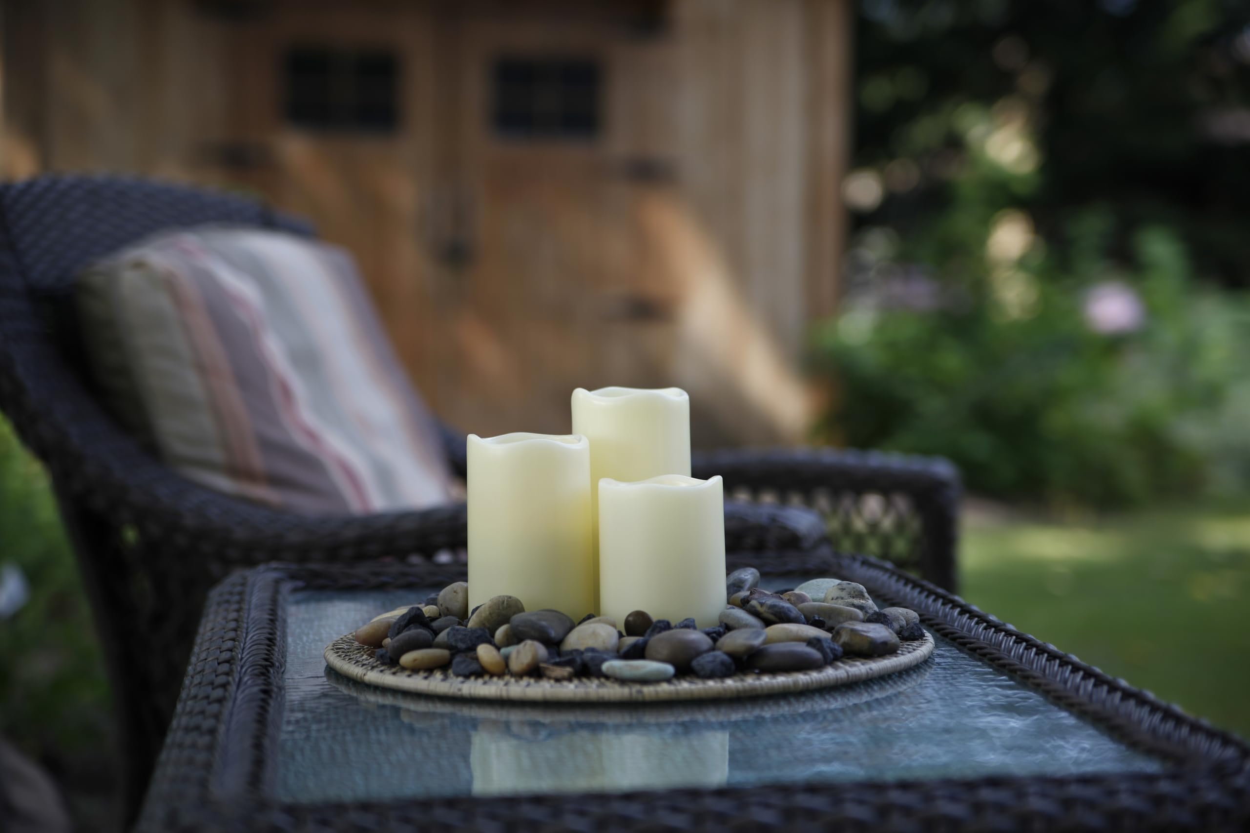 Flickering Flameless LED Candles with Timer - Ivory Battery Operated Candles for Home Decor, Wedding, Party - 4 & 8 Hour Settings, Melted Wax Design (3