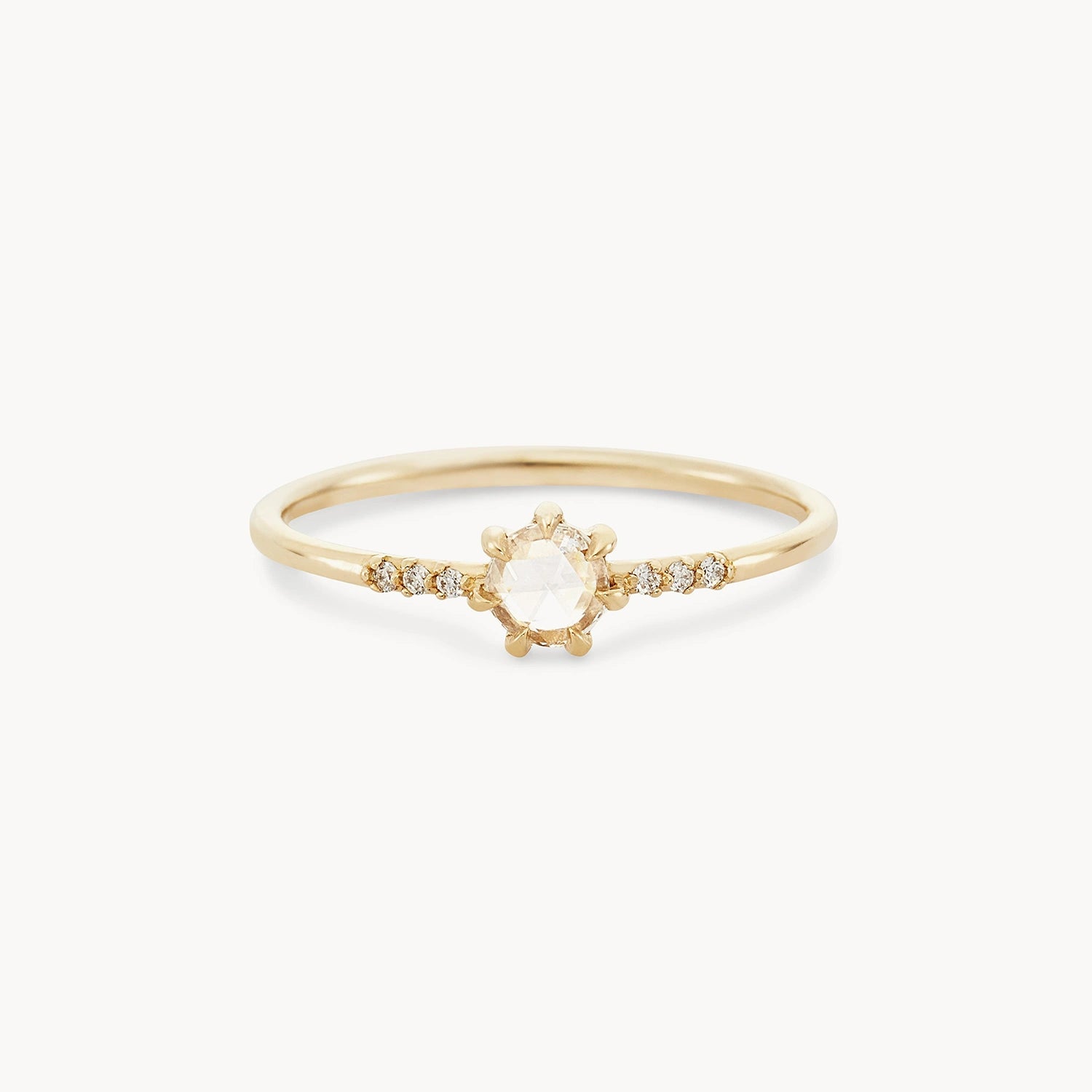 14K Yellow Gold Supernova Ring with White Diamonds - Elegant Stackable Ring for Women, Perfect for Weddings, Anniversaries & Everyday Wear