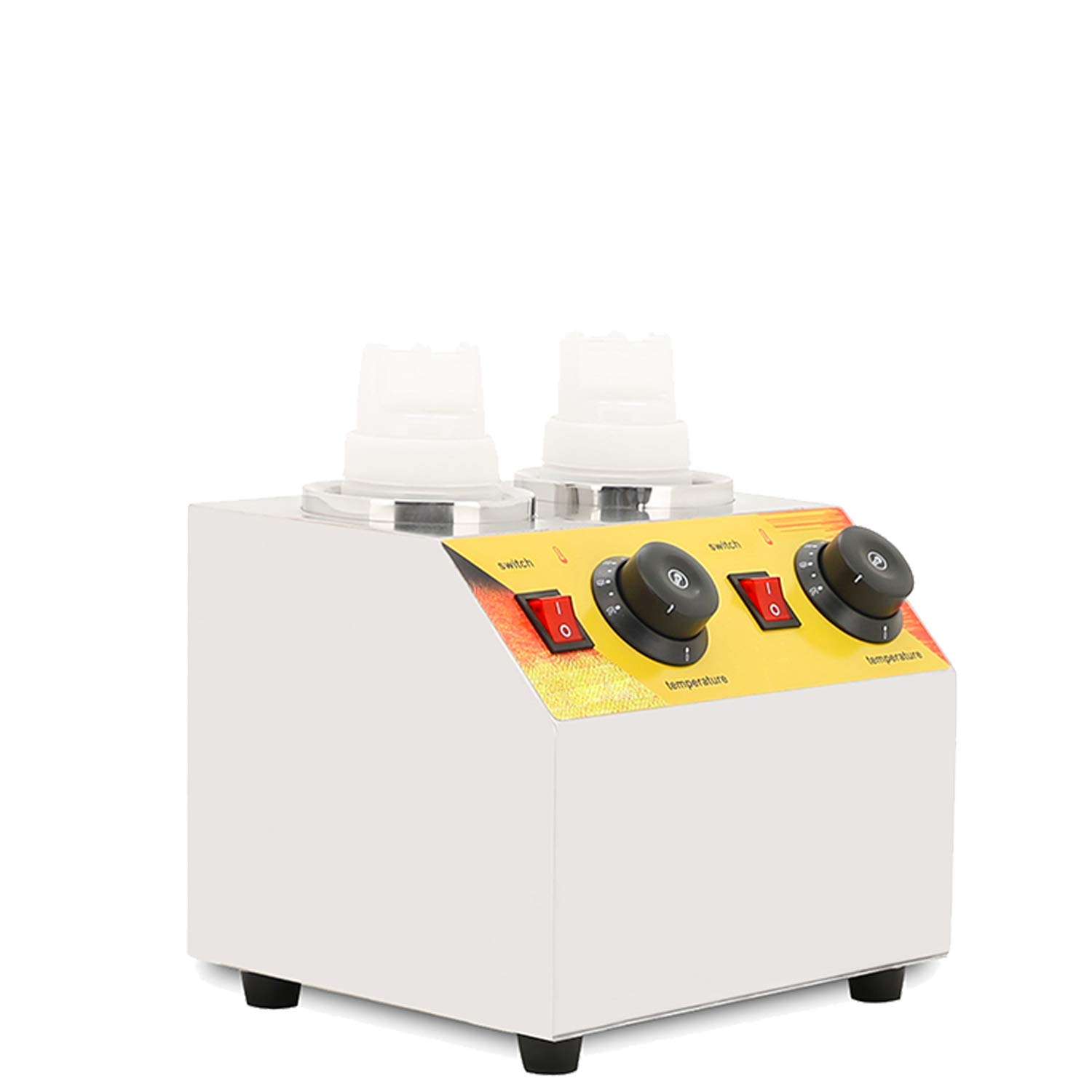 **550ml Electric Sauce Warmer Machine - Double Bottle Hot Cheese & Chocolate Dispenser for Fondue, Caramel, Fudge (Silver) - Perfect for Restaurants, Catering & Home Kitchen Use**