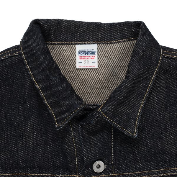Iron Heart IH-526SV 21oz Indigo Selvedge Denim Vest for Men - Heavyweight Raw Denim Jacket for Motorcycle Riding, Workwear & Casual Style