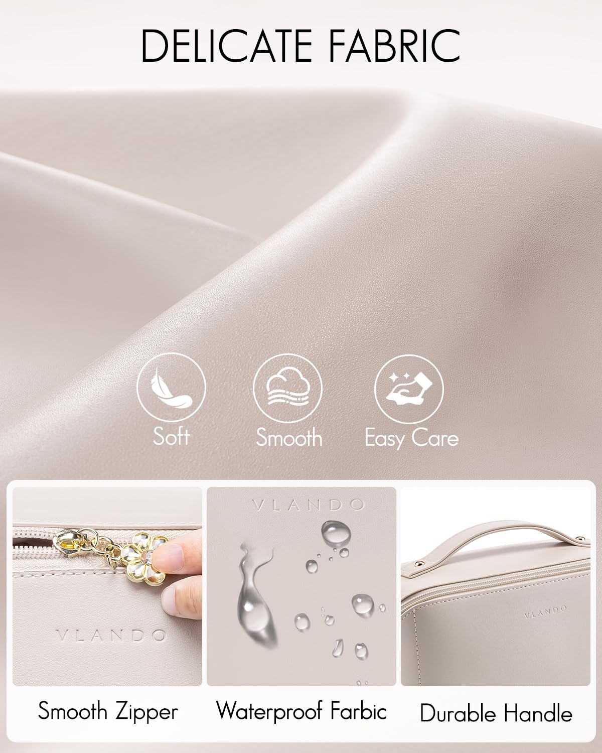 Vlando Travel Makeup Bag - Women's Toiletry Organizer with Divider | Perfect for Travel & Gifts