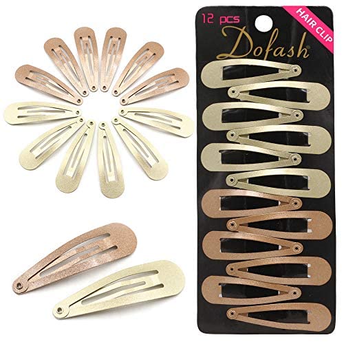 Dofash 5CM/2IN Metal Snap Hair Clips for Women - 12 Pack Caramel Blonde Hair Barrettes, Hair Grips & Hair Accessories for Girls - Perfect for School, Work, Parties & Everyday Styling