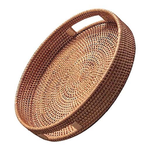 Handmade Woven Rattan Fruit Basket - Multipurpose Storage Tray for Afternoon Tea, Picnics & Kitchen Organization (30x30x5cm) - Eco-Friendly Home Decor & Party Serving Dish